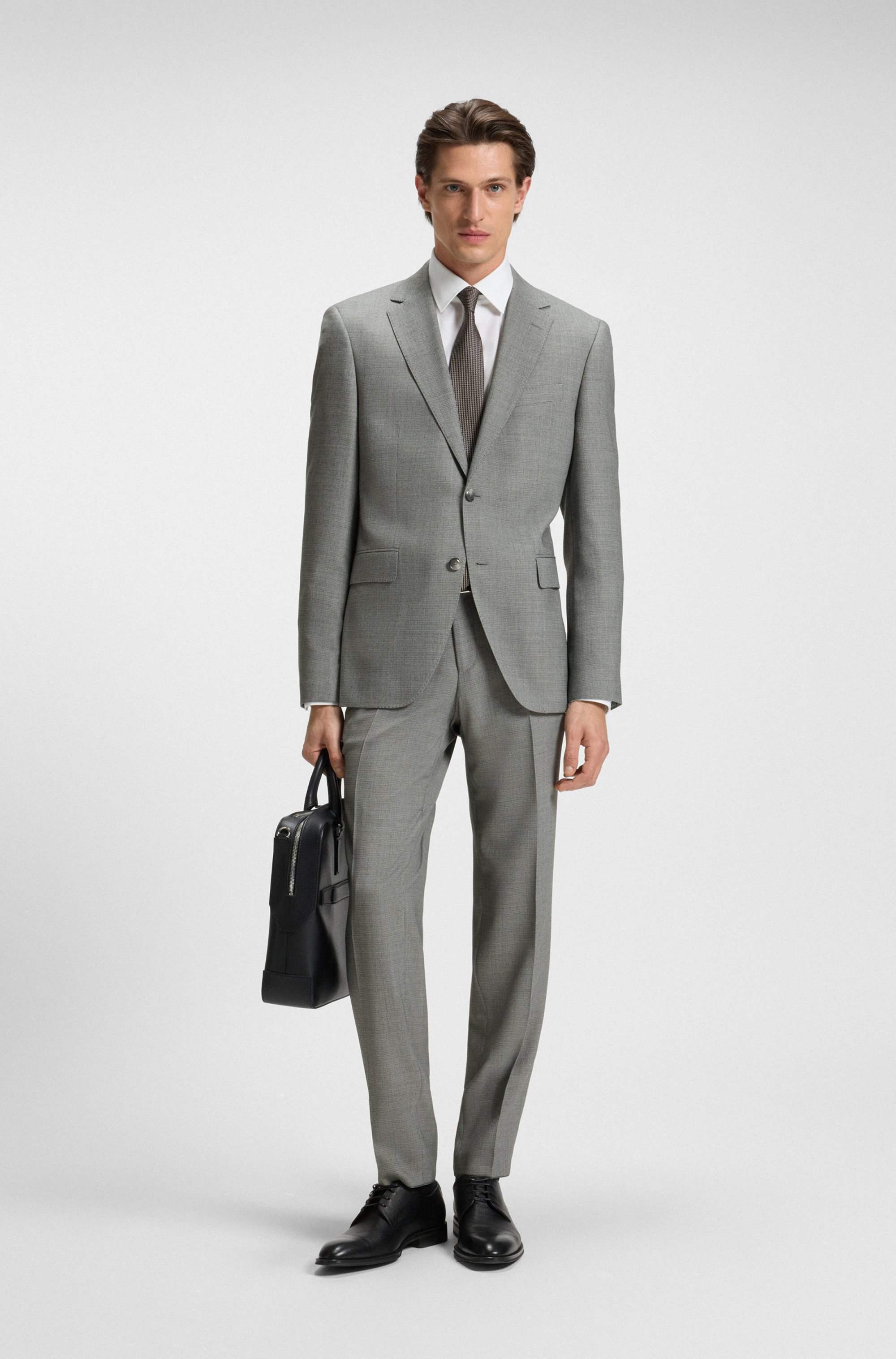 Two-piece regular-fit suit in patterned stretch fabric
