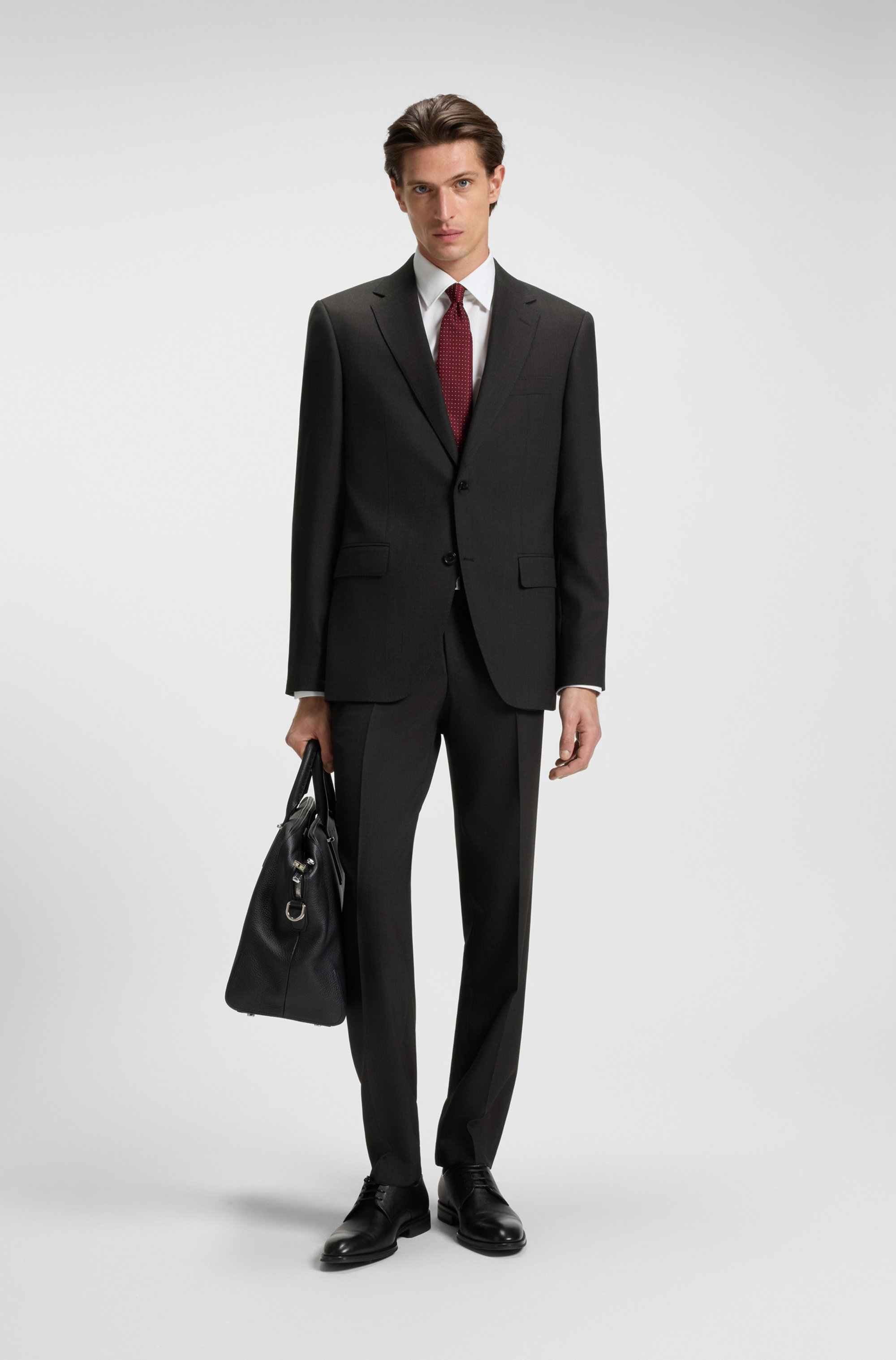 Two-piece regular-fit suit in patterned stretch fabric