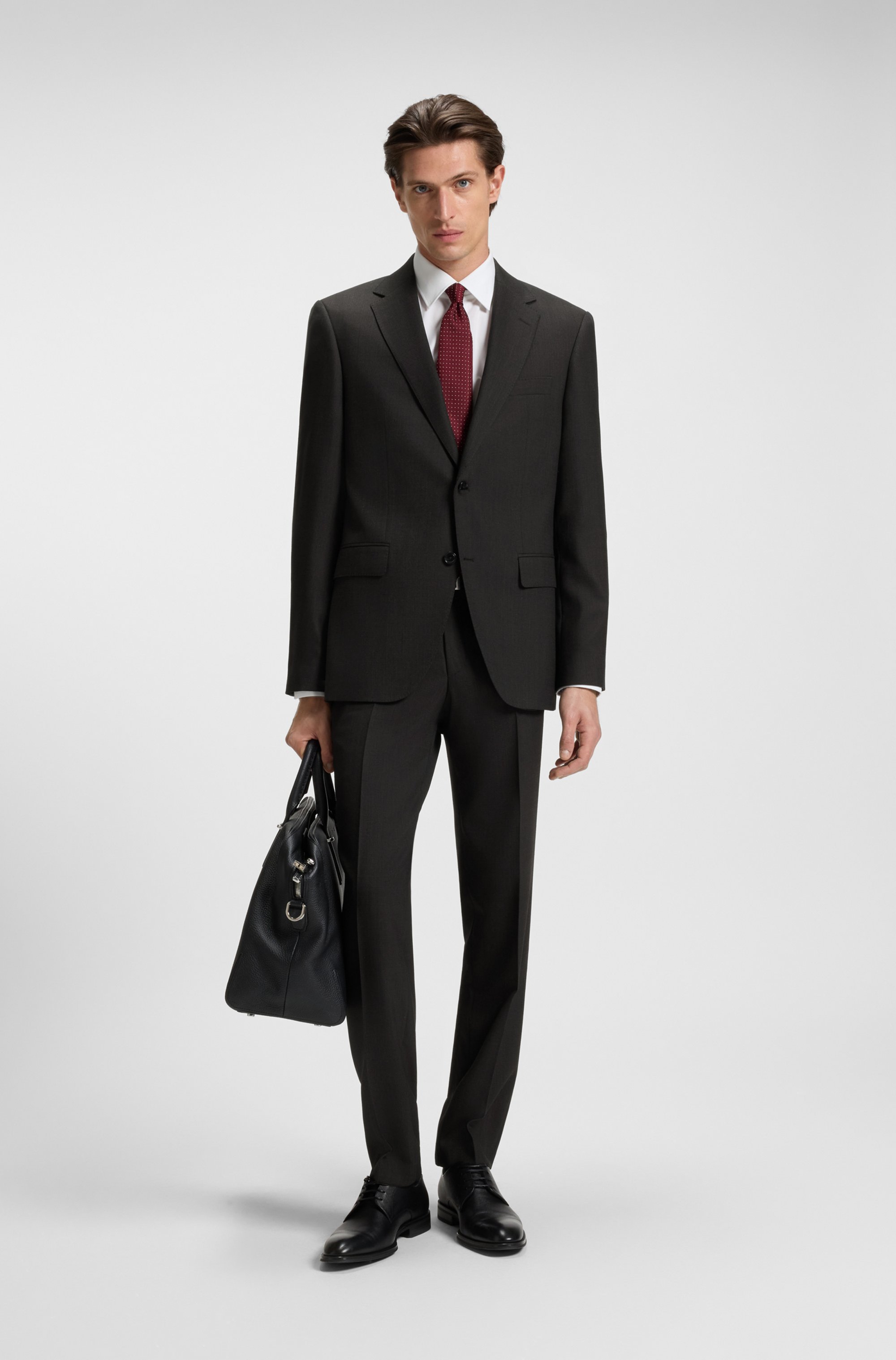 Two-piece regular-fit suit in patterned stretch fabric