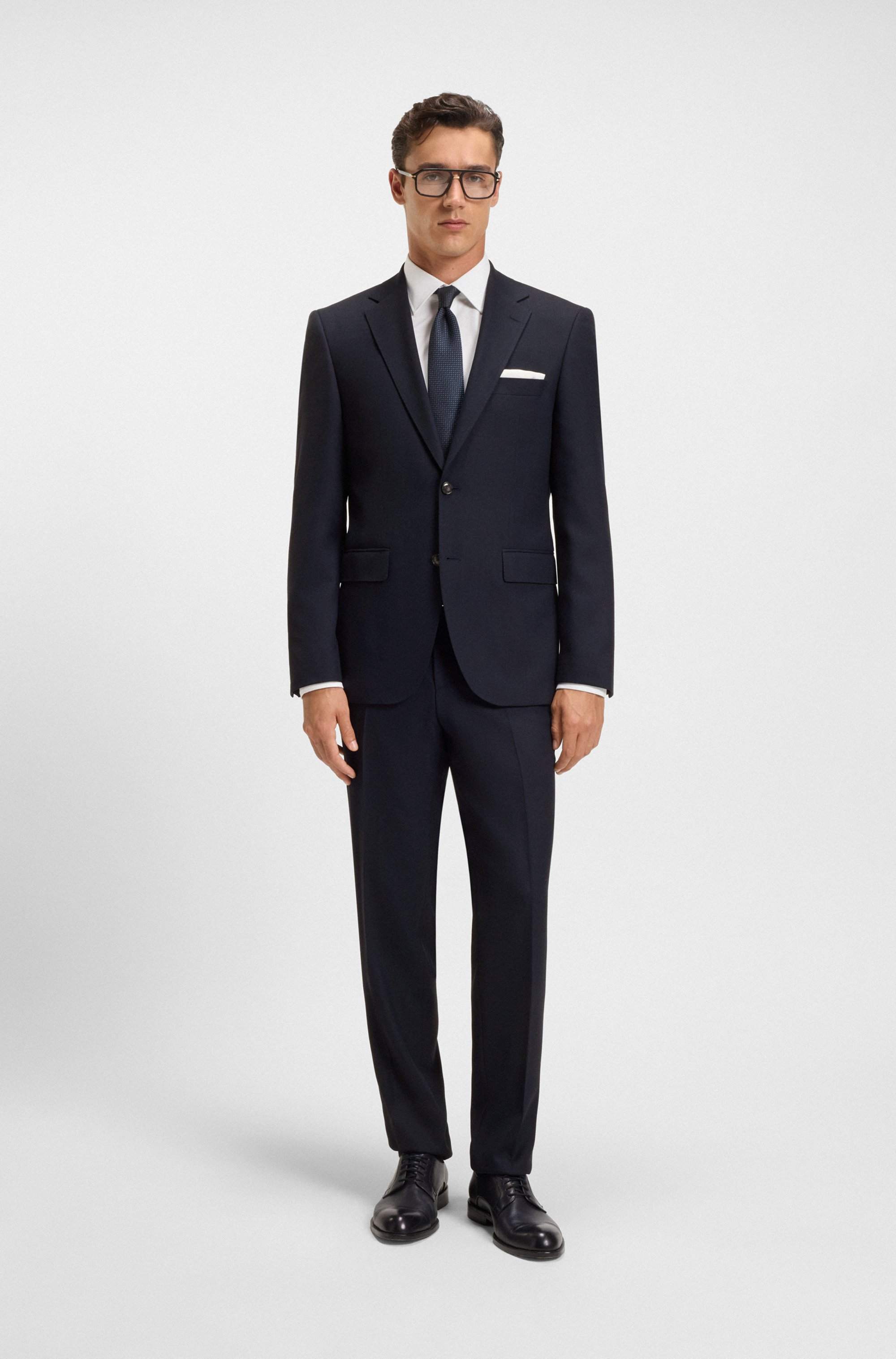 Two-piece regular-fit suit in patterned stretch fabric