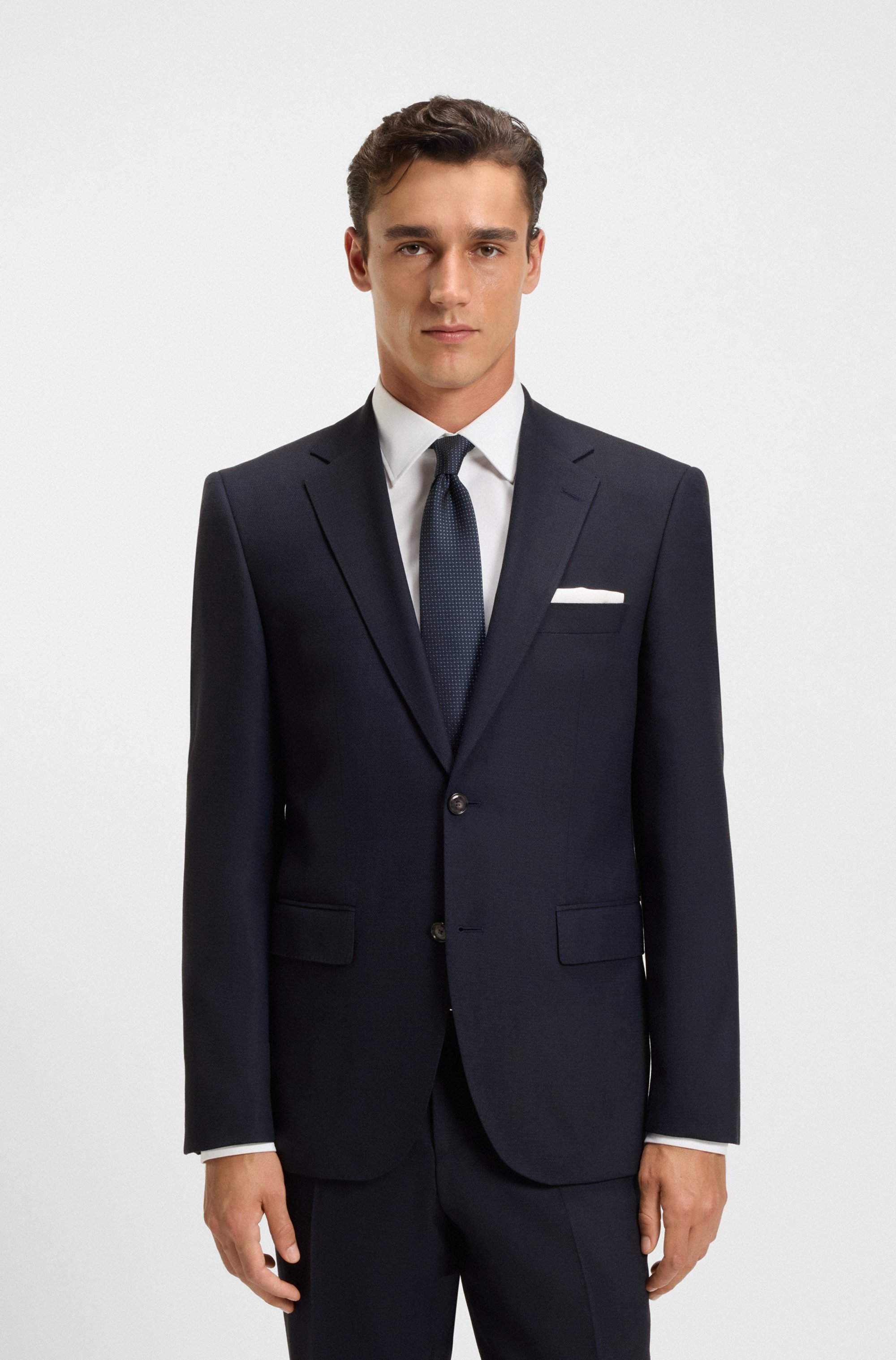 Two-piece regular-fit suit in patterned stretch fabric