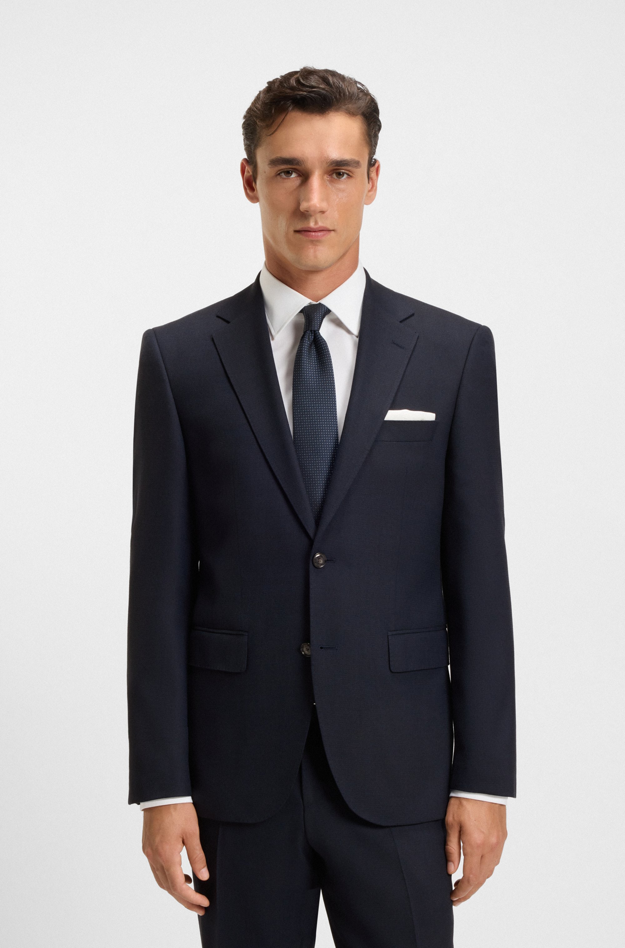 Two-piece regular-fit suit in patterned stretch fabric