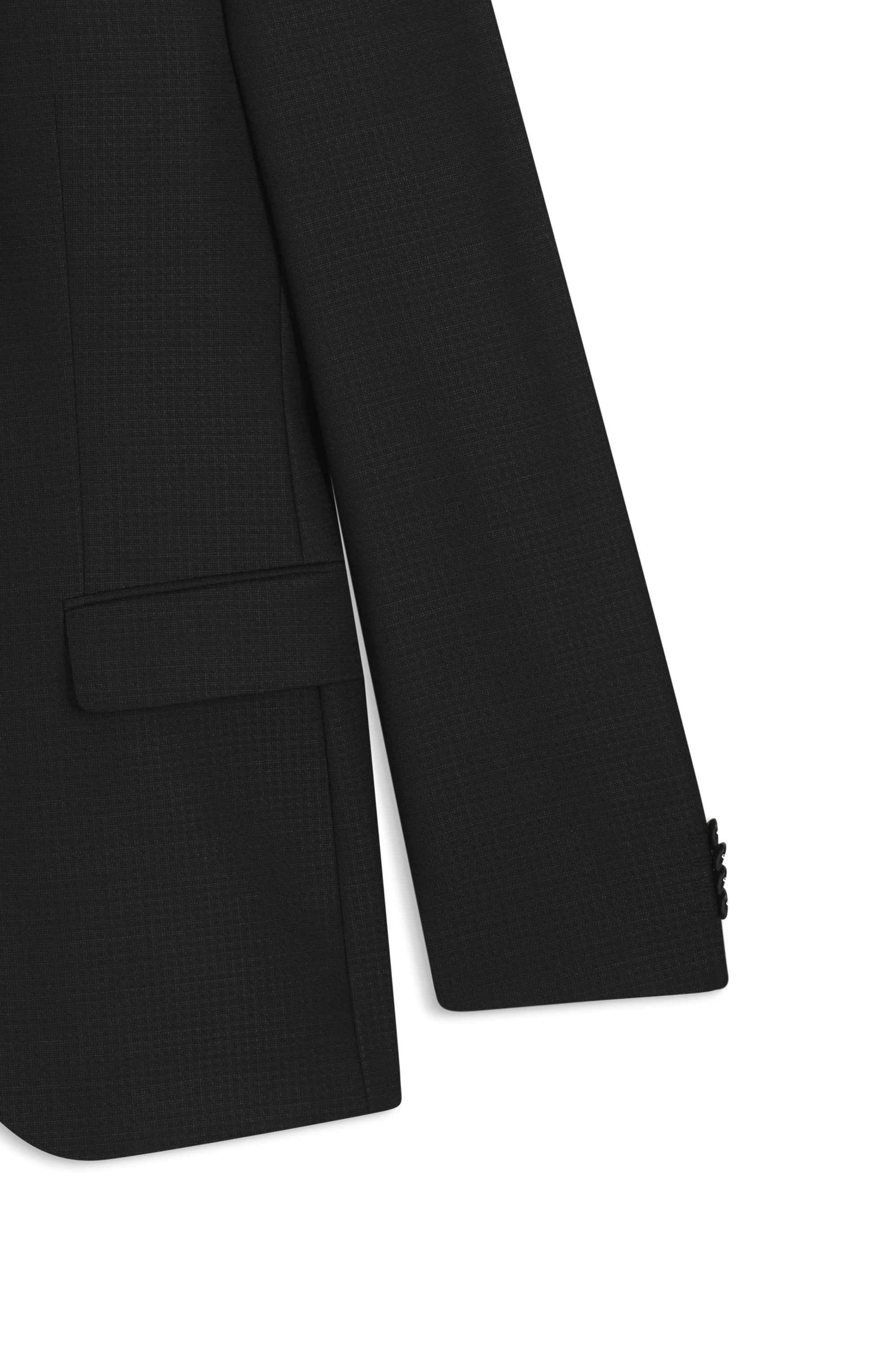 Three-piece slim-fit suit in patterned virgin wool