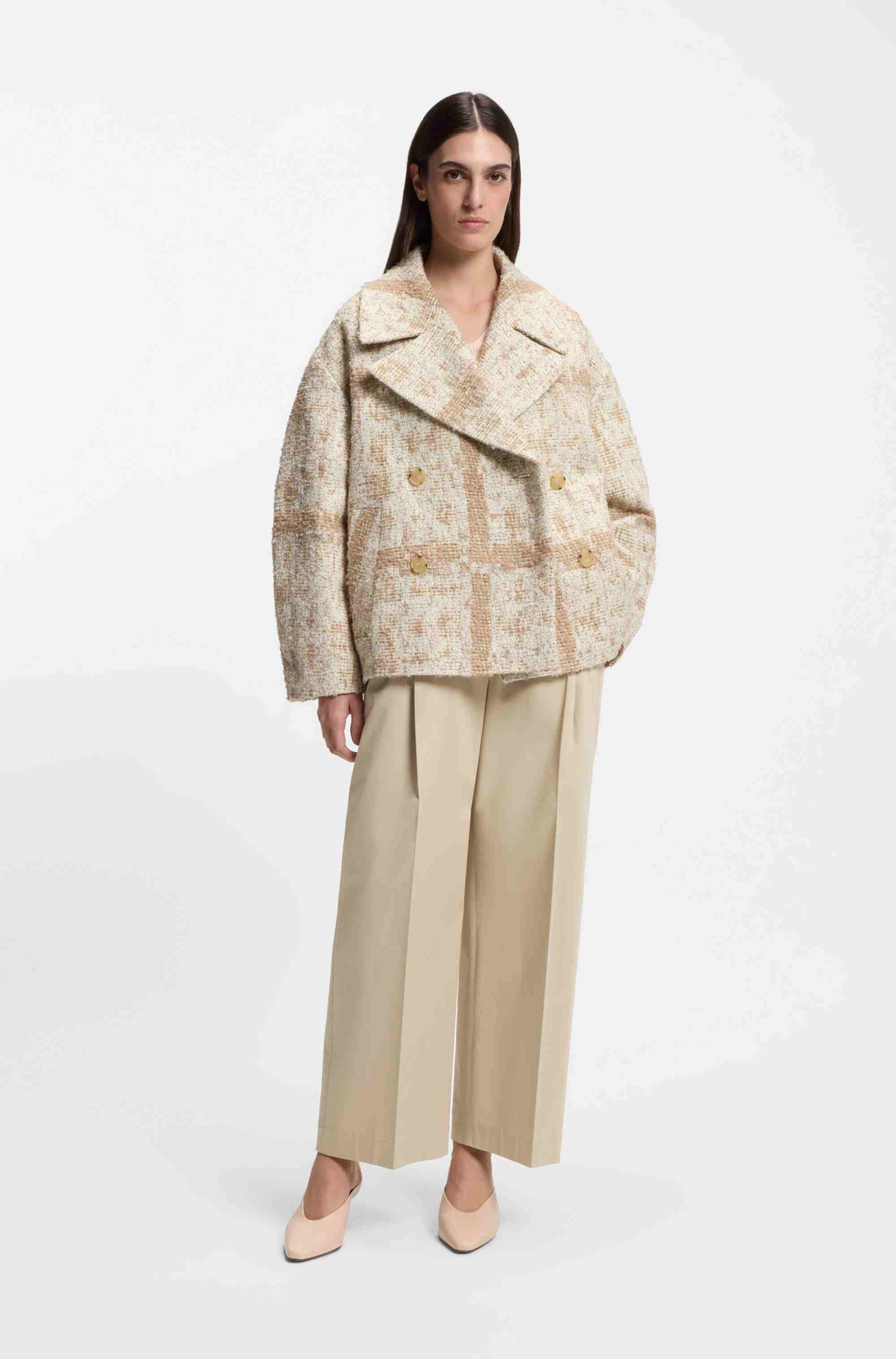 High-waisted relaxed-fit trousers in stretch cotton