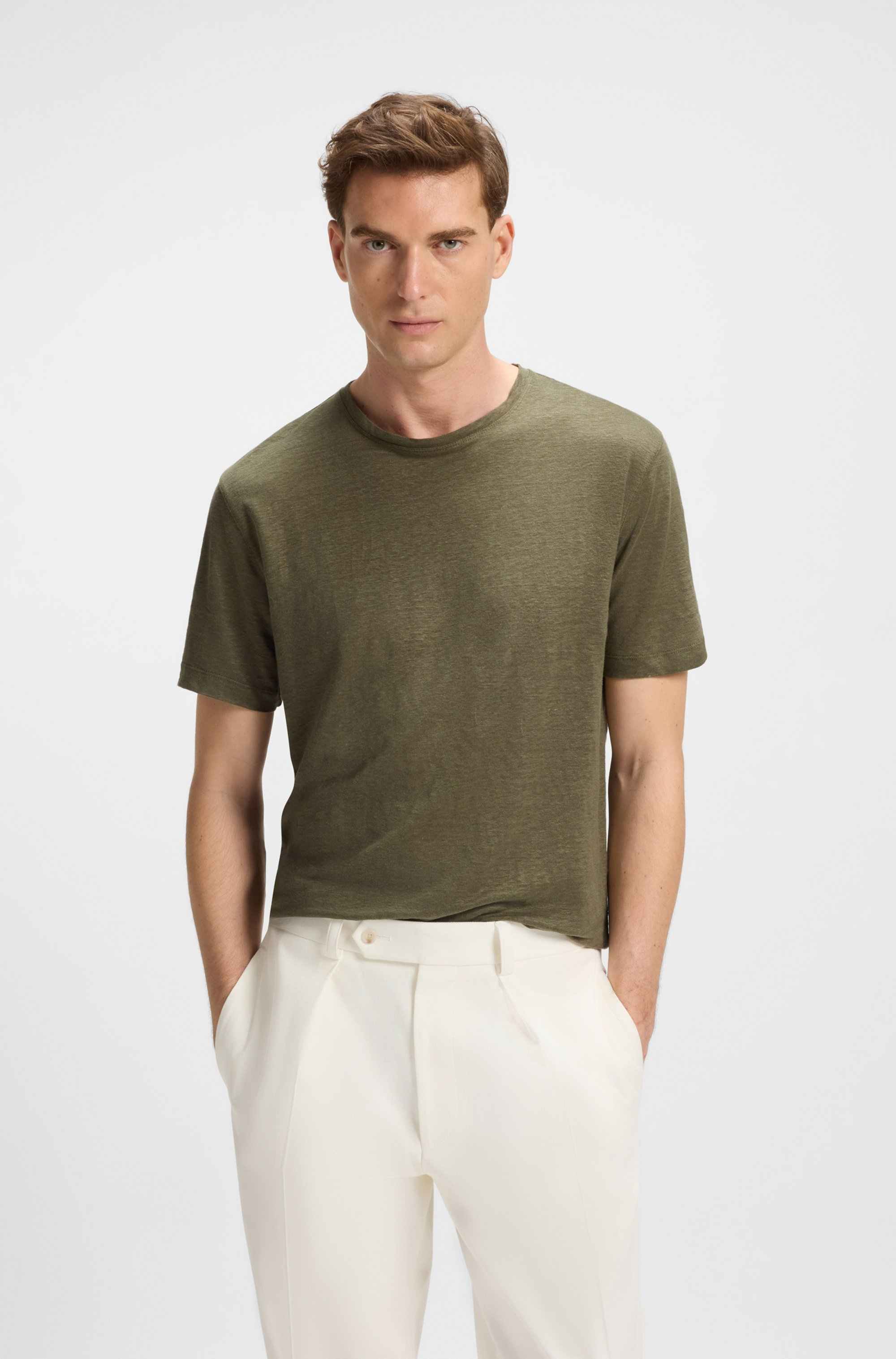 BECKHAM x BOSS T-shirt in soft linen