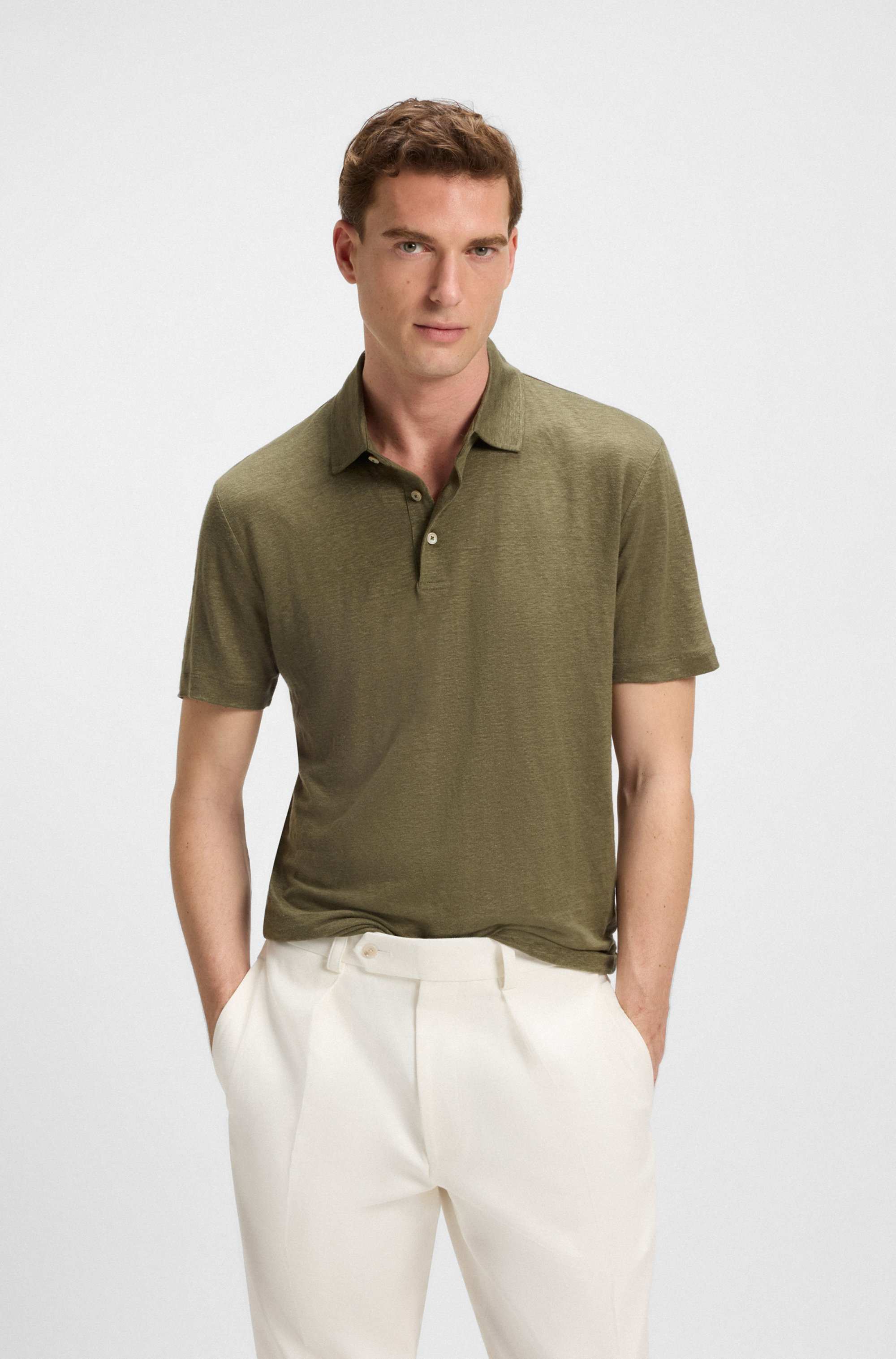 BECKHAM x BOSS polo shirt in linen