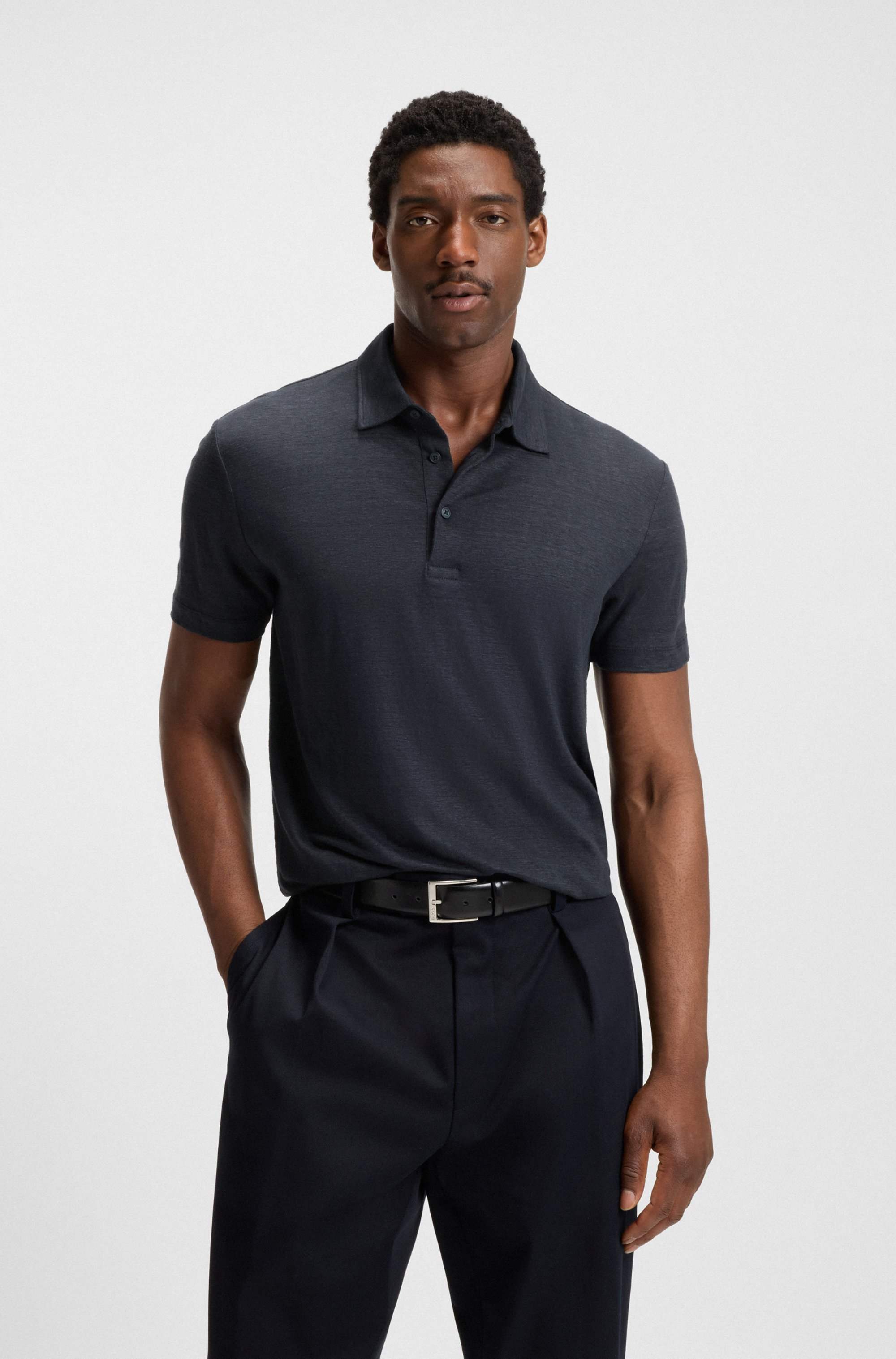 BECKHAM x BOSS polo shirt in linen