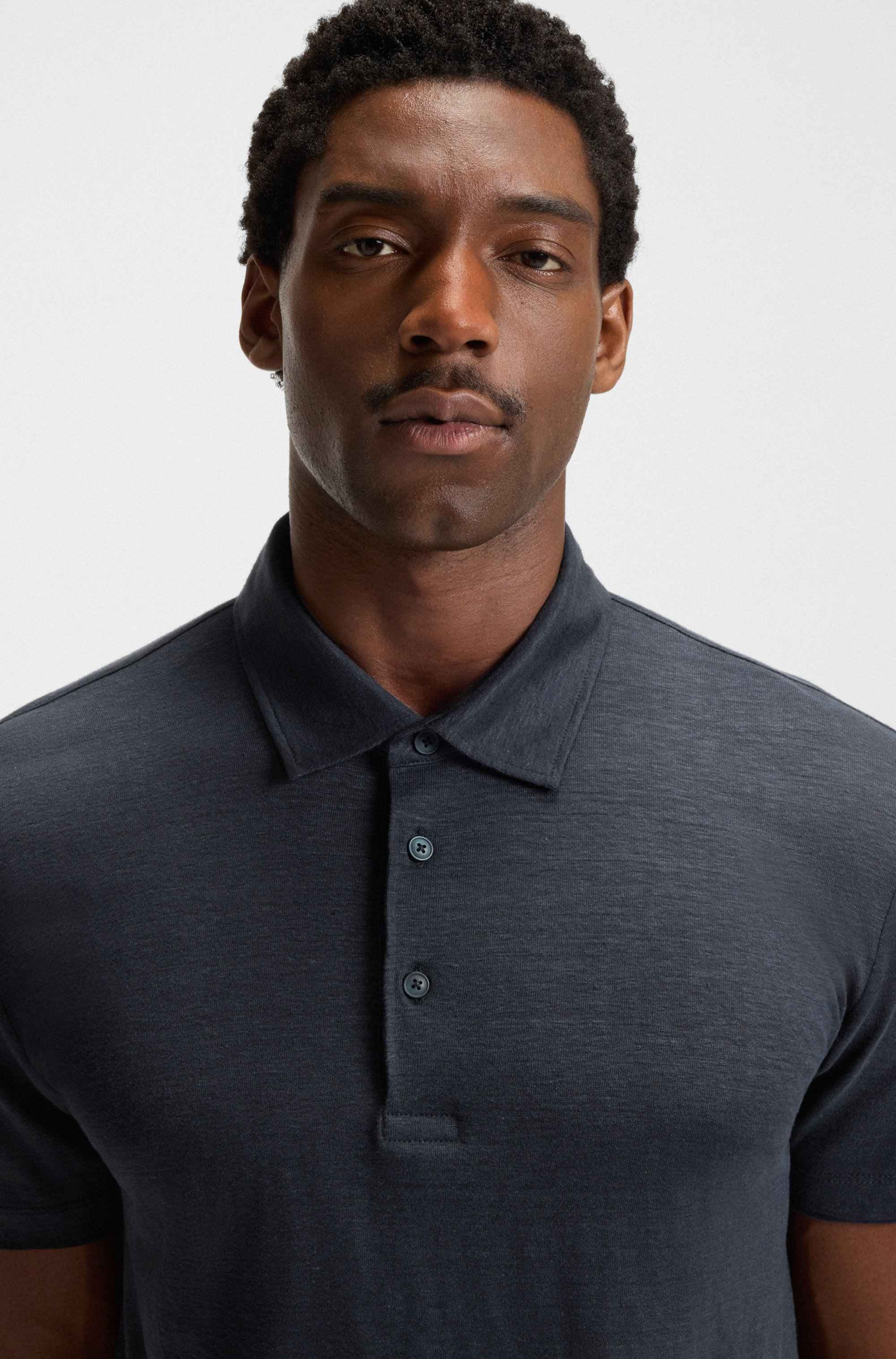 BECKHAM x BOSS polo shirt in linen