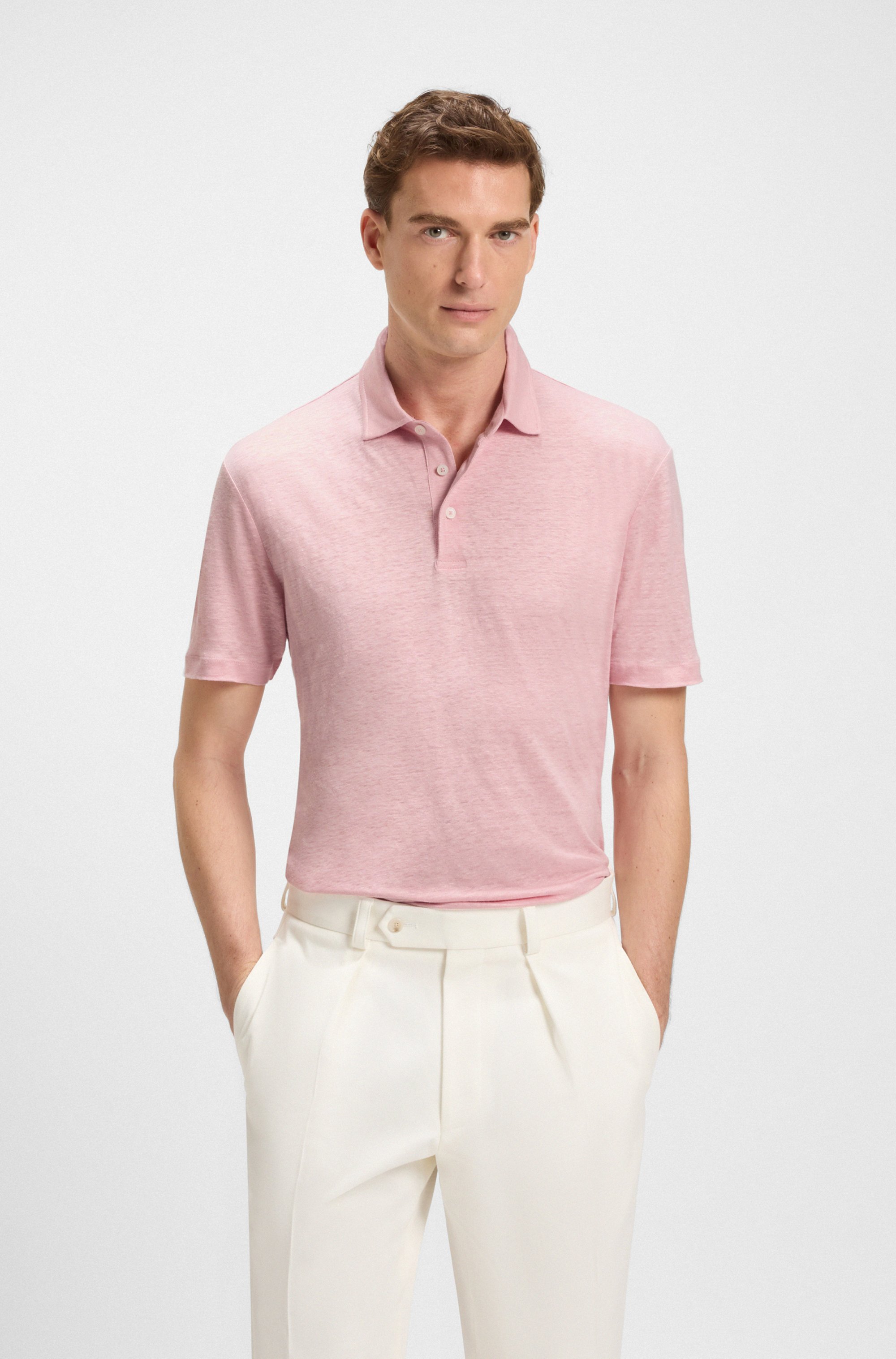 BECKHAM x BOSS polo shirt in linen