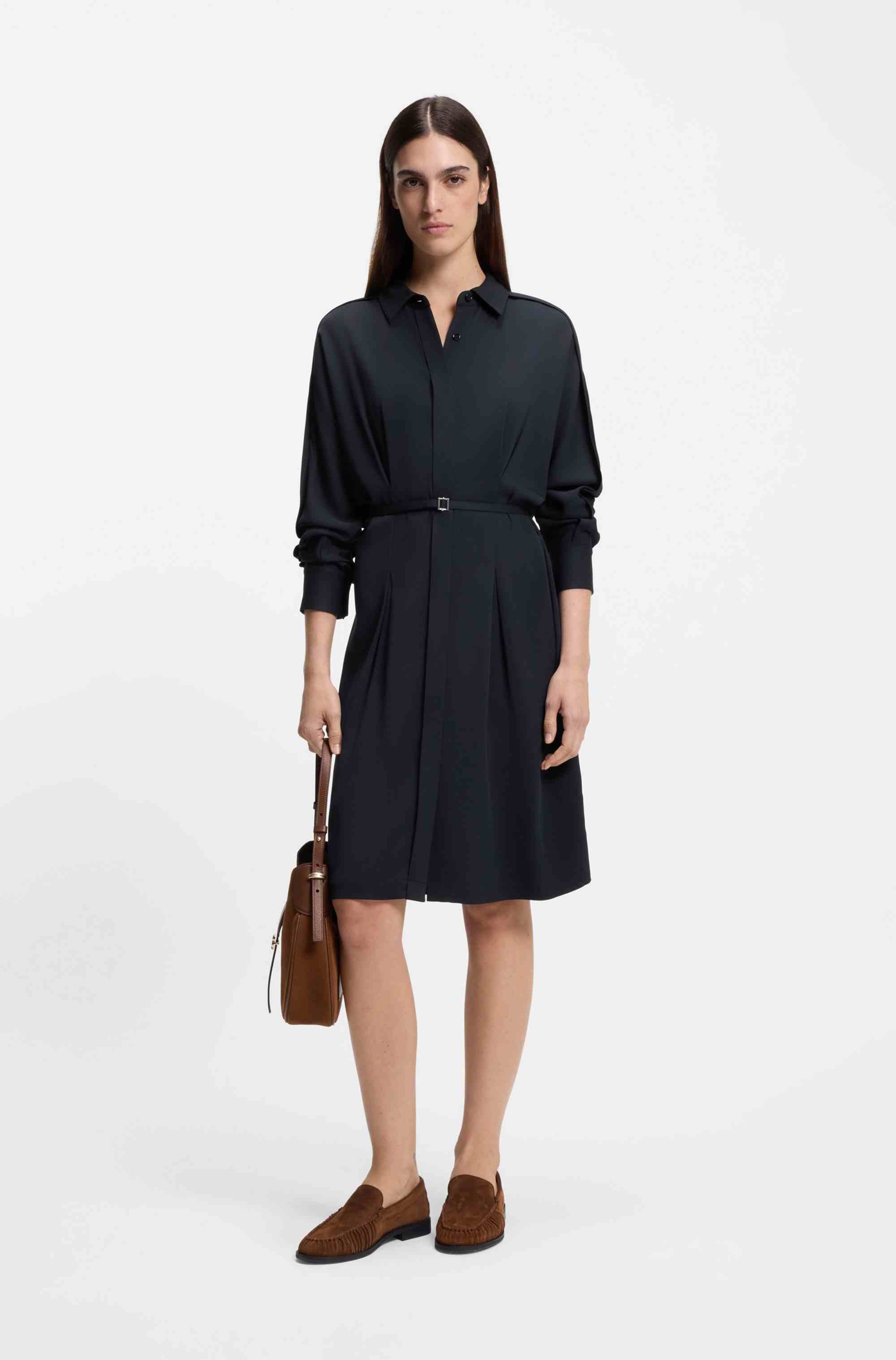 Relaxed-fit shirt dress with detachable belt