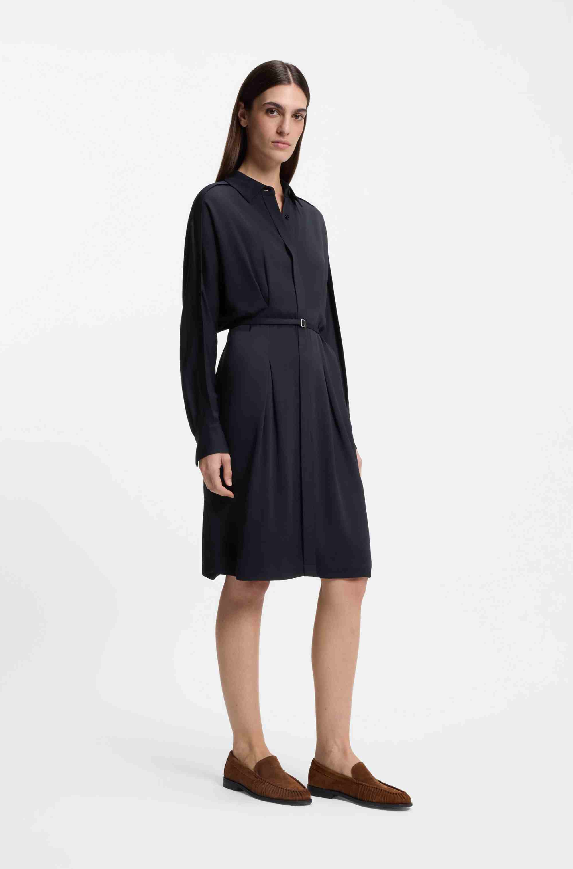 Relaxed-fit shirt dress with detachable belt