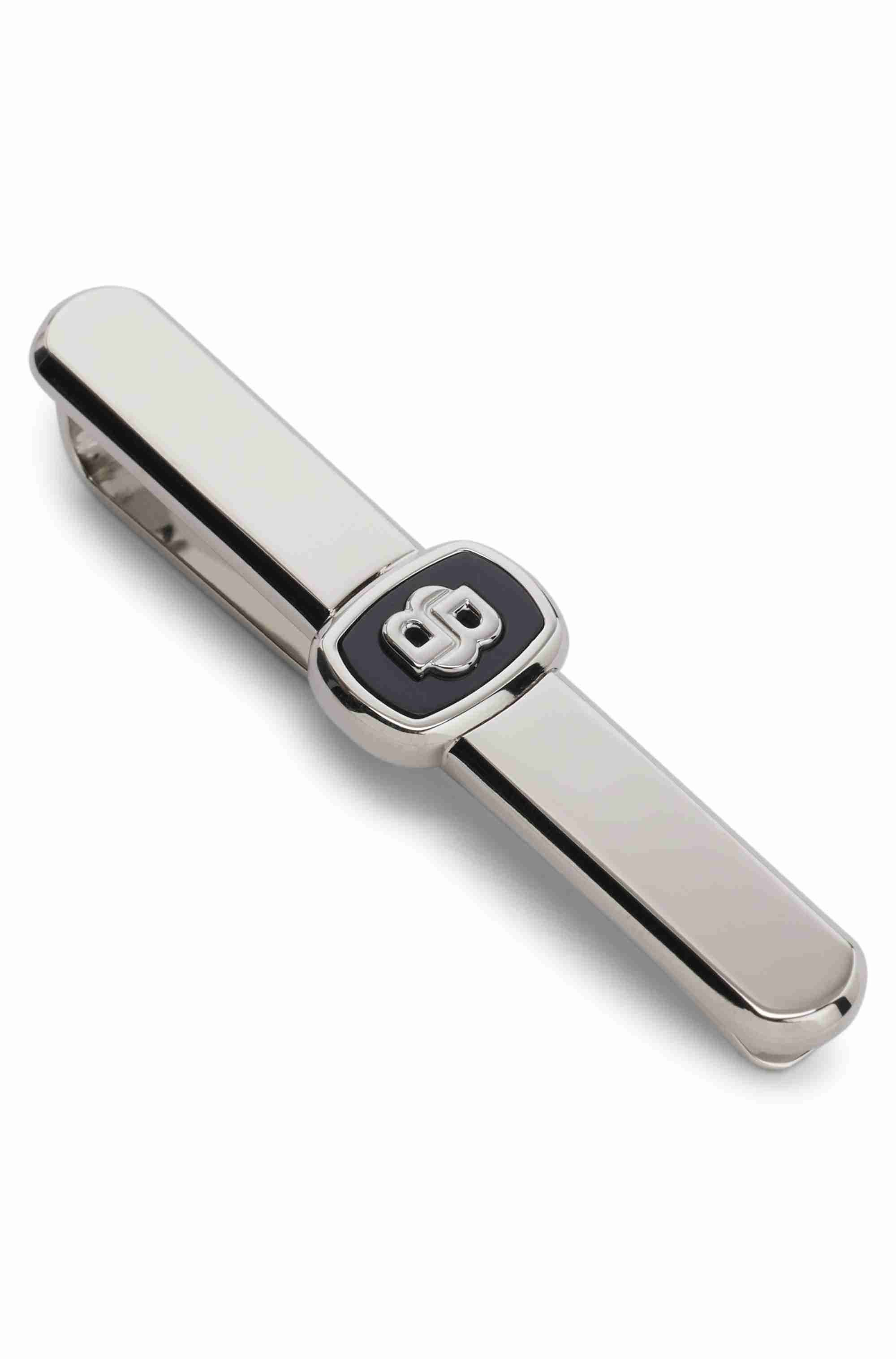 Tie clip with Double B monogram and enamel insert