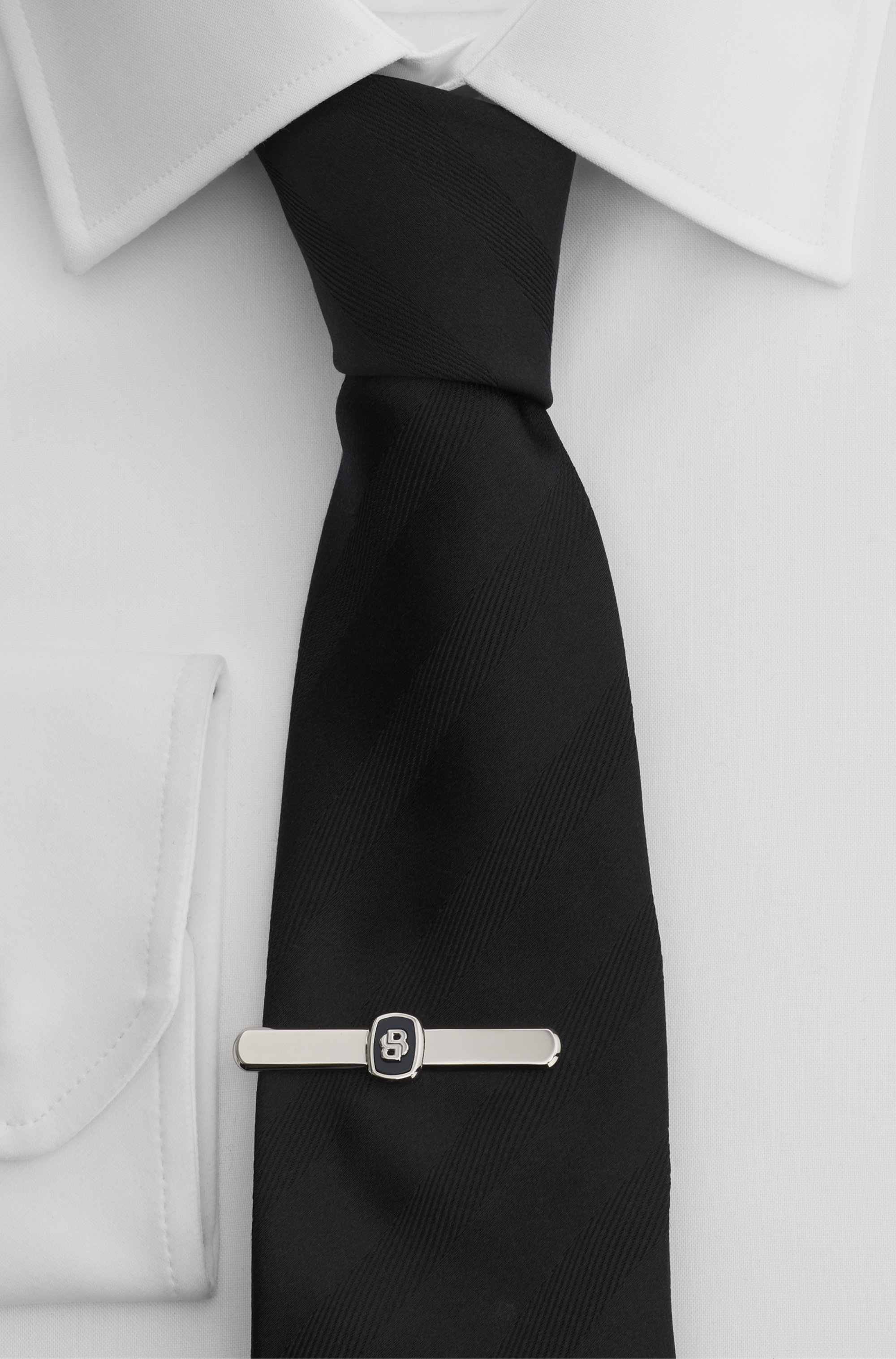 Tie clip with Double B monogram and enamel insert