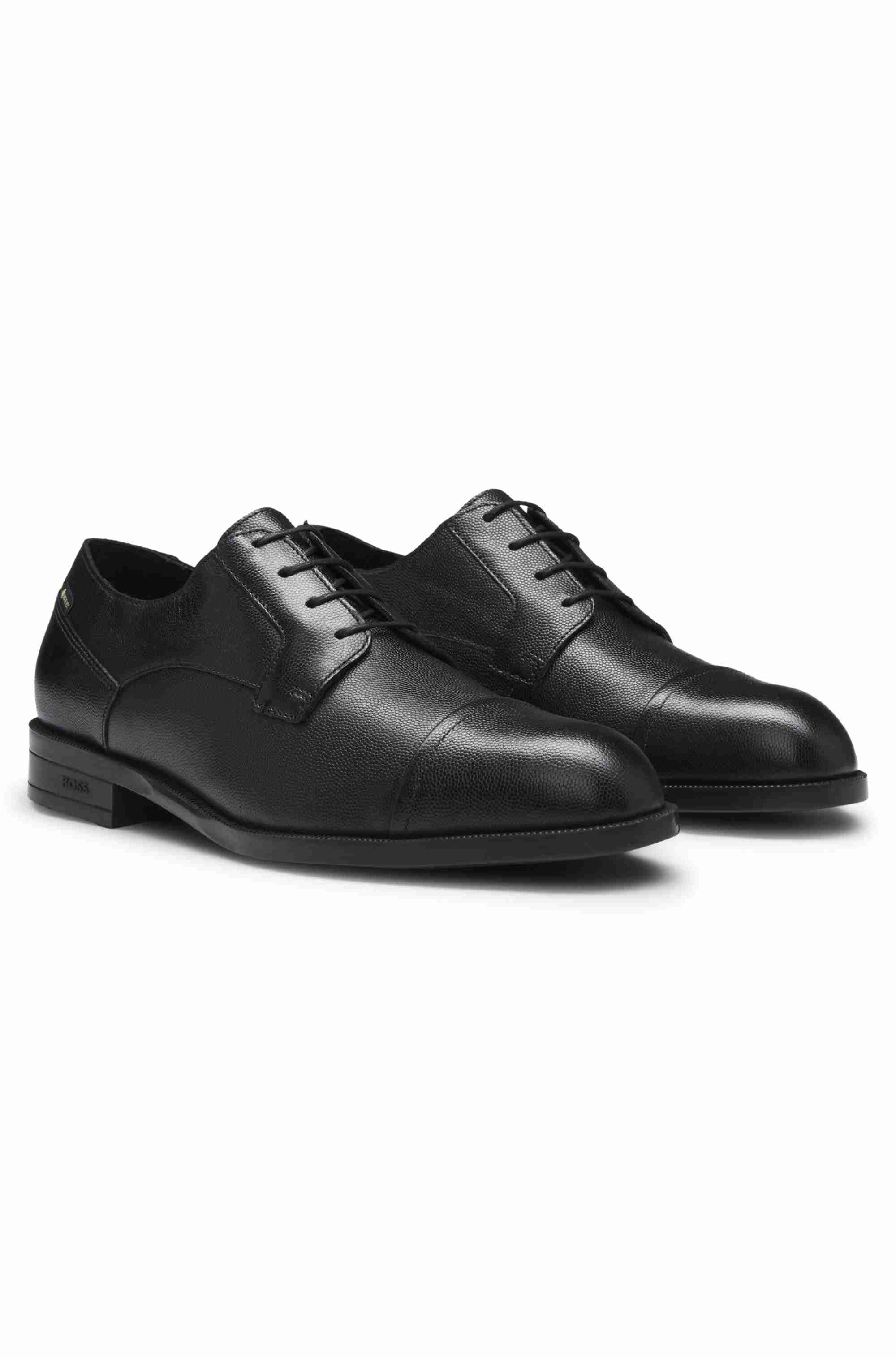 Printed-leather Derby shoes with cap toe