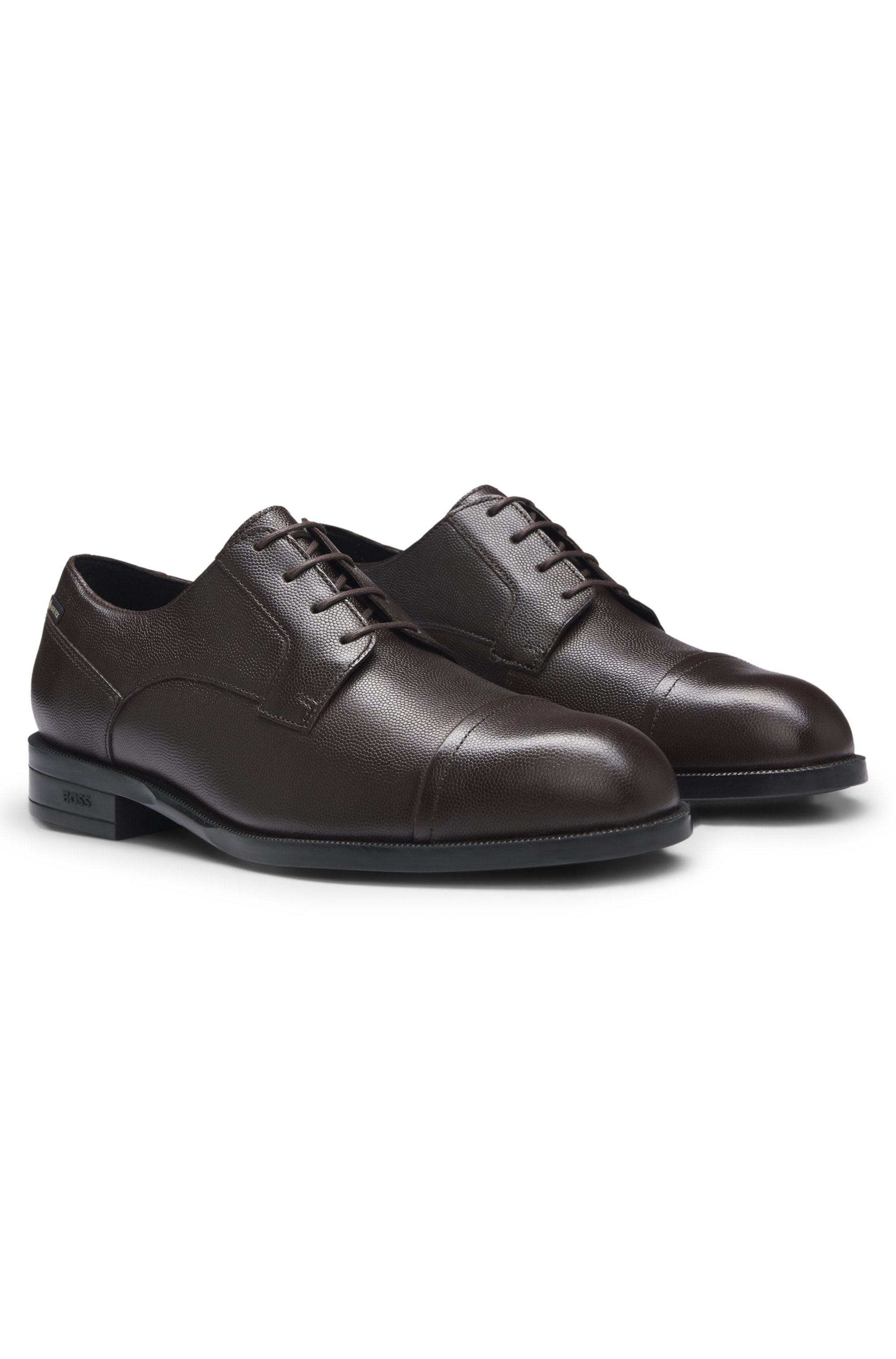 Printed-leather Derby shoes with cap toe