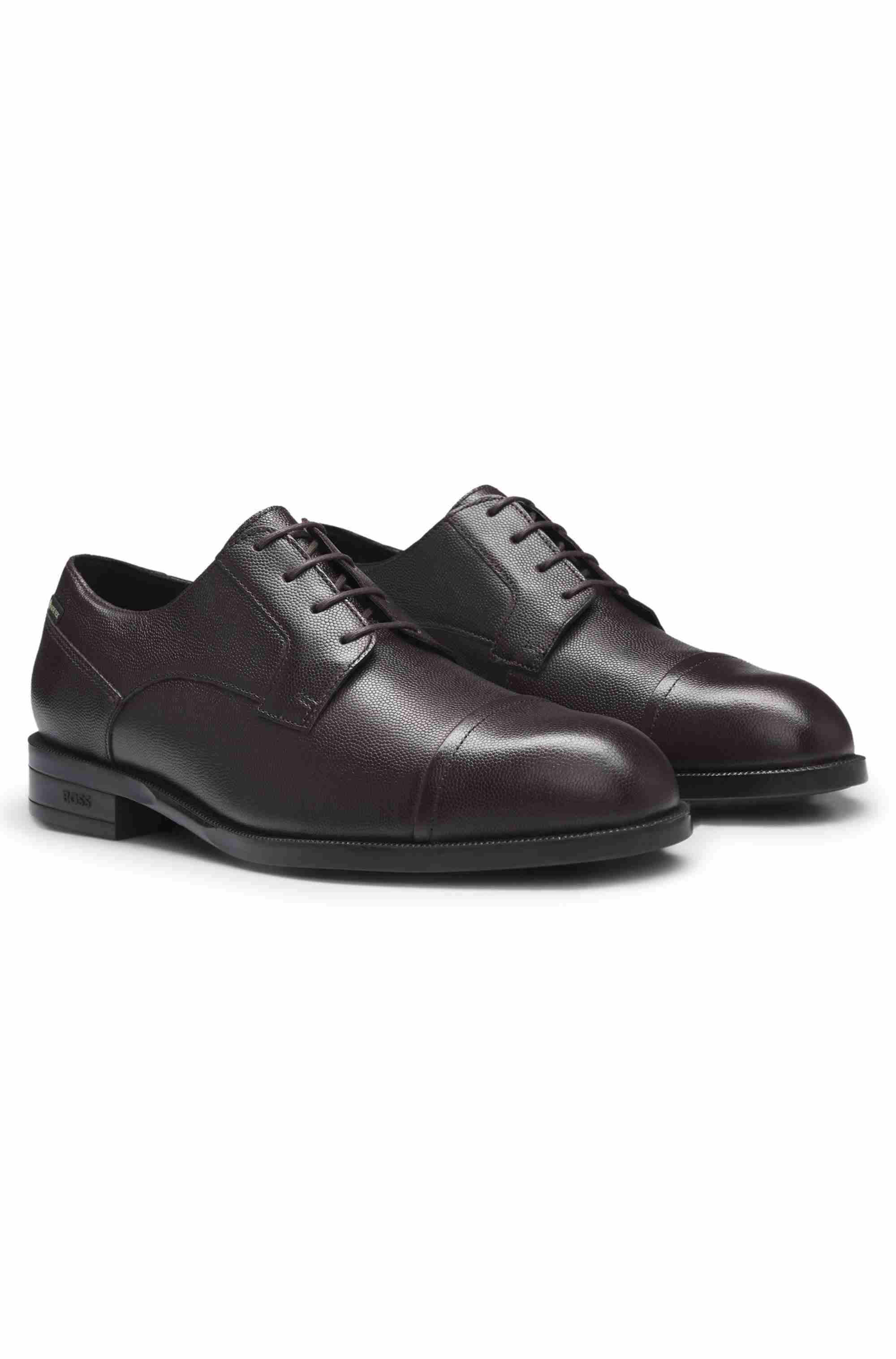 Printed-leather Derby shoes with cap toe