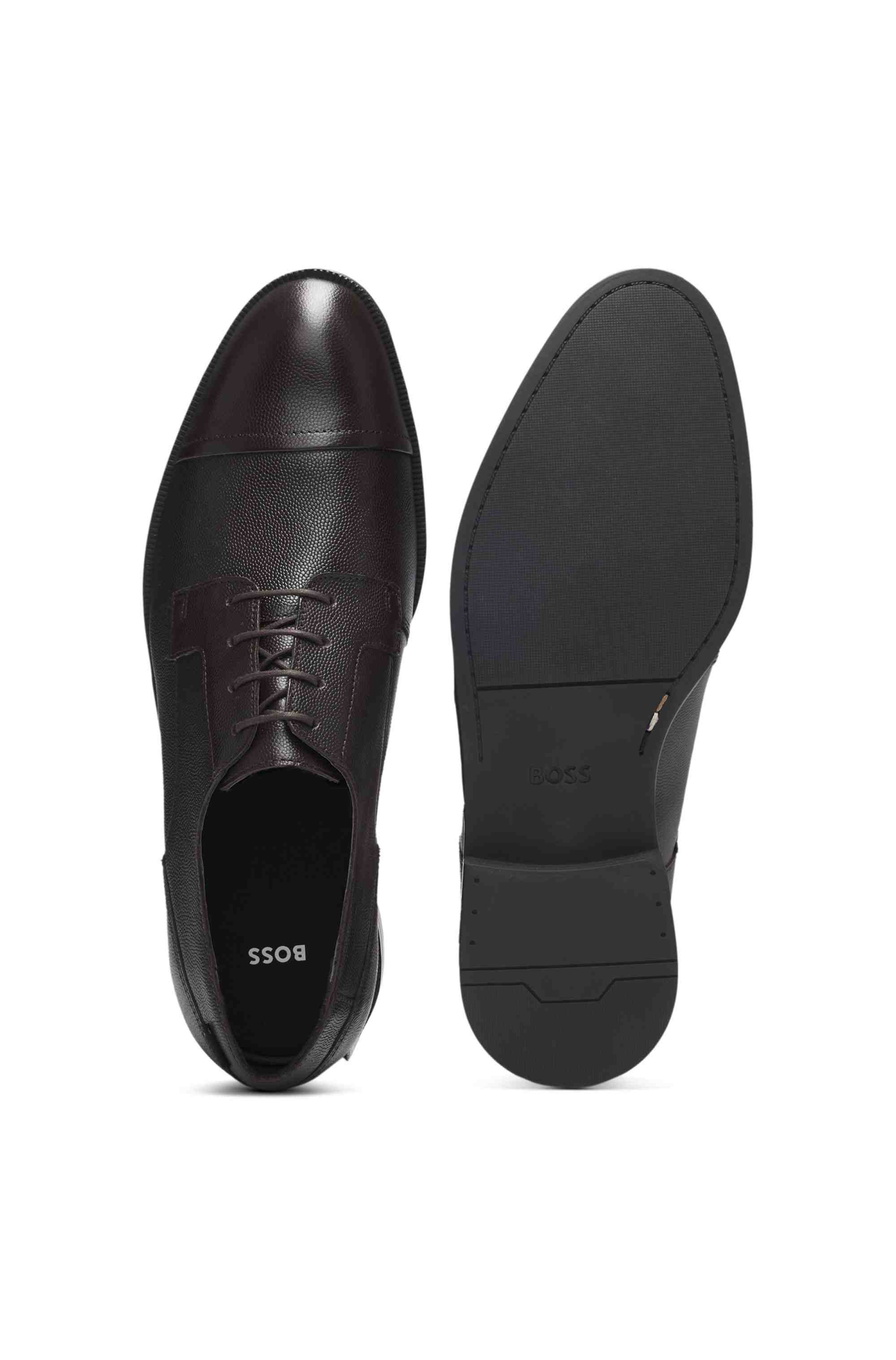 Printed-leather Derby shoes with cap toe