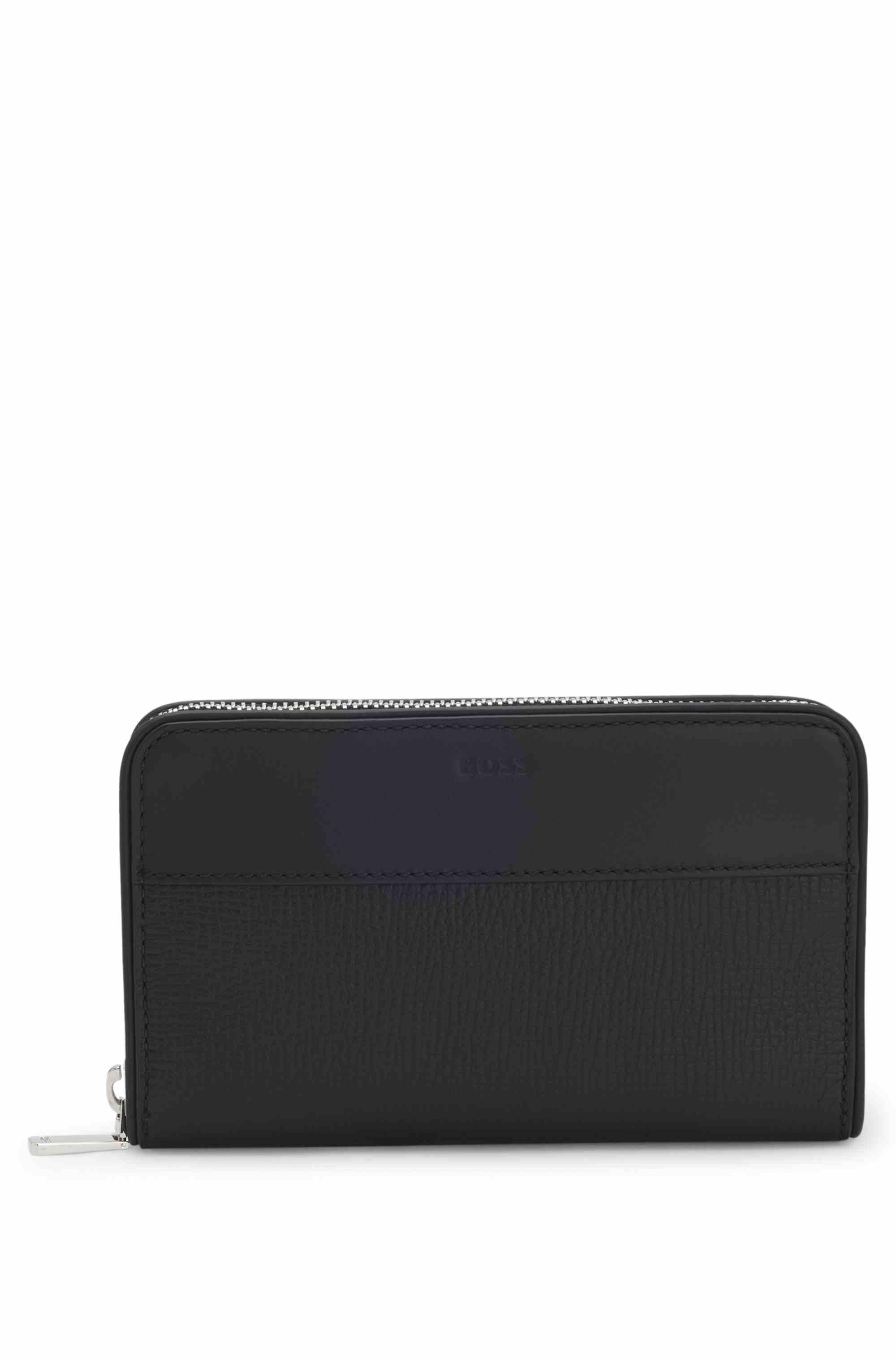 Leather belt bag with plain and grained finishes