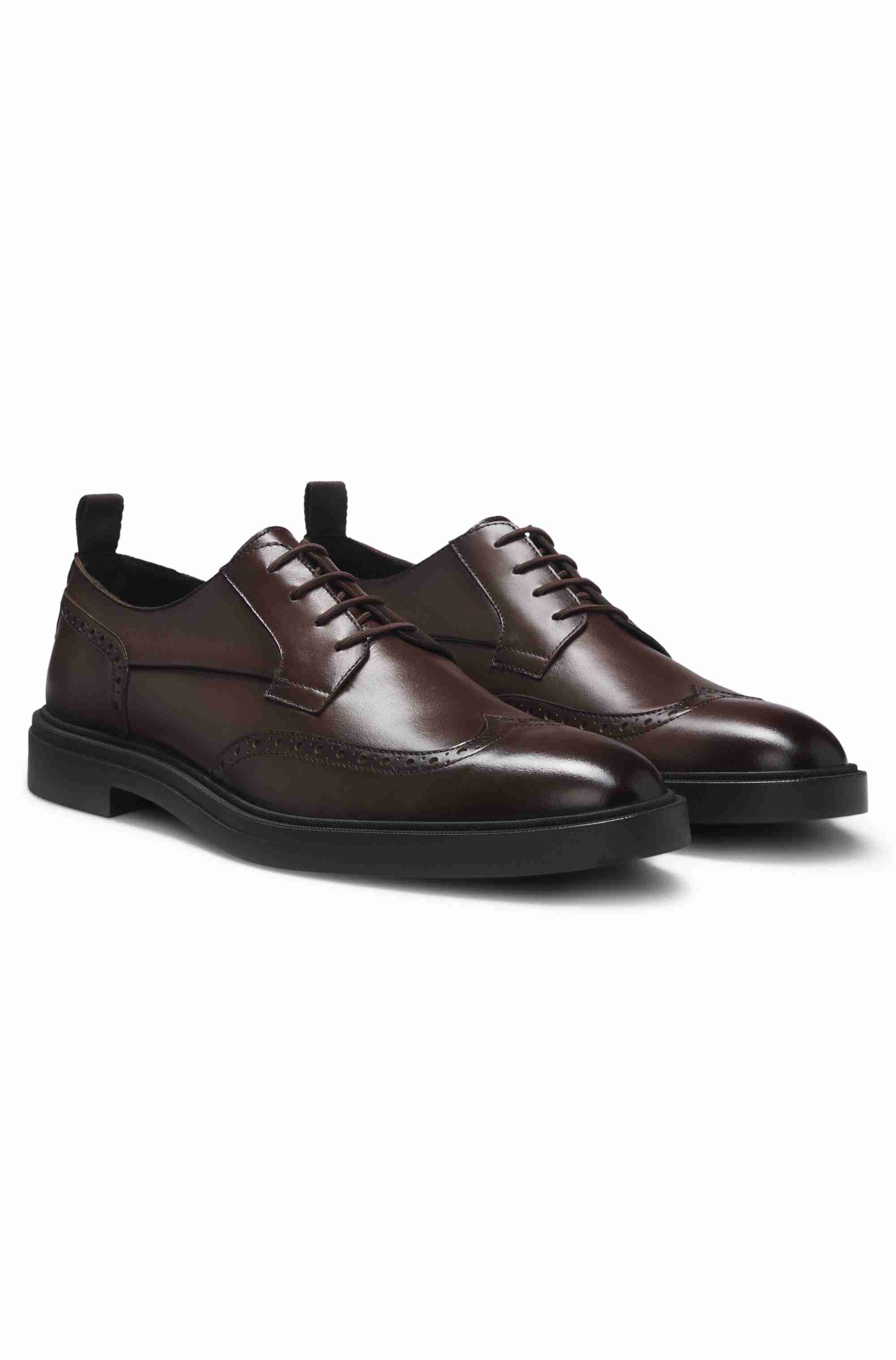 Nappa-leather Derby shoes with brogue details