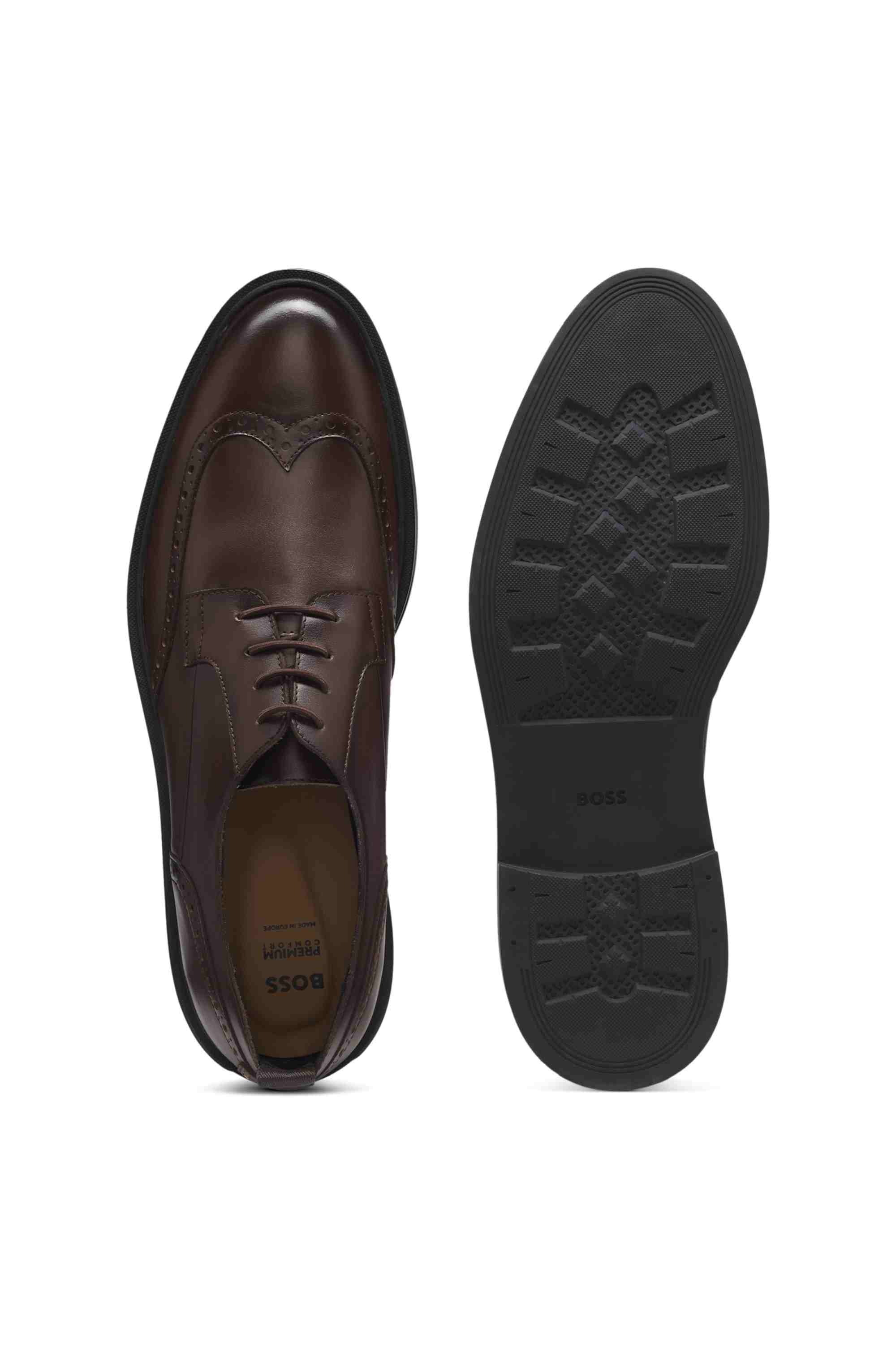 Nappa-leather Derby shoes with brogue details