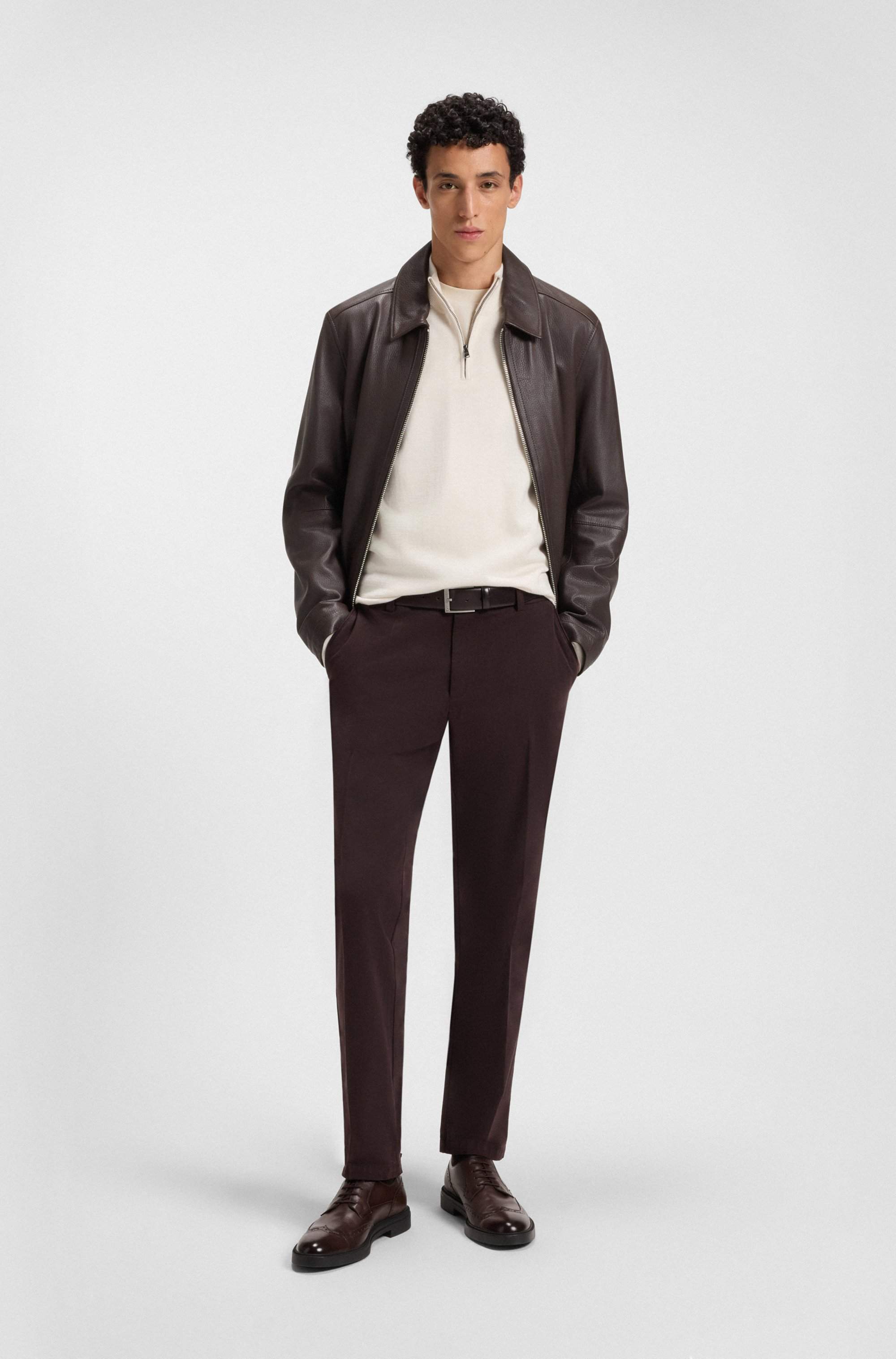 Nappa-leather Derby shoes with brogue details