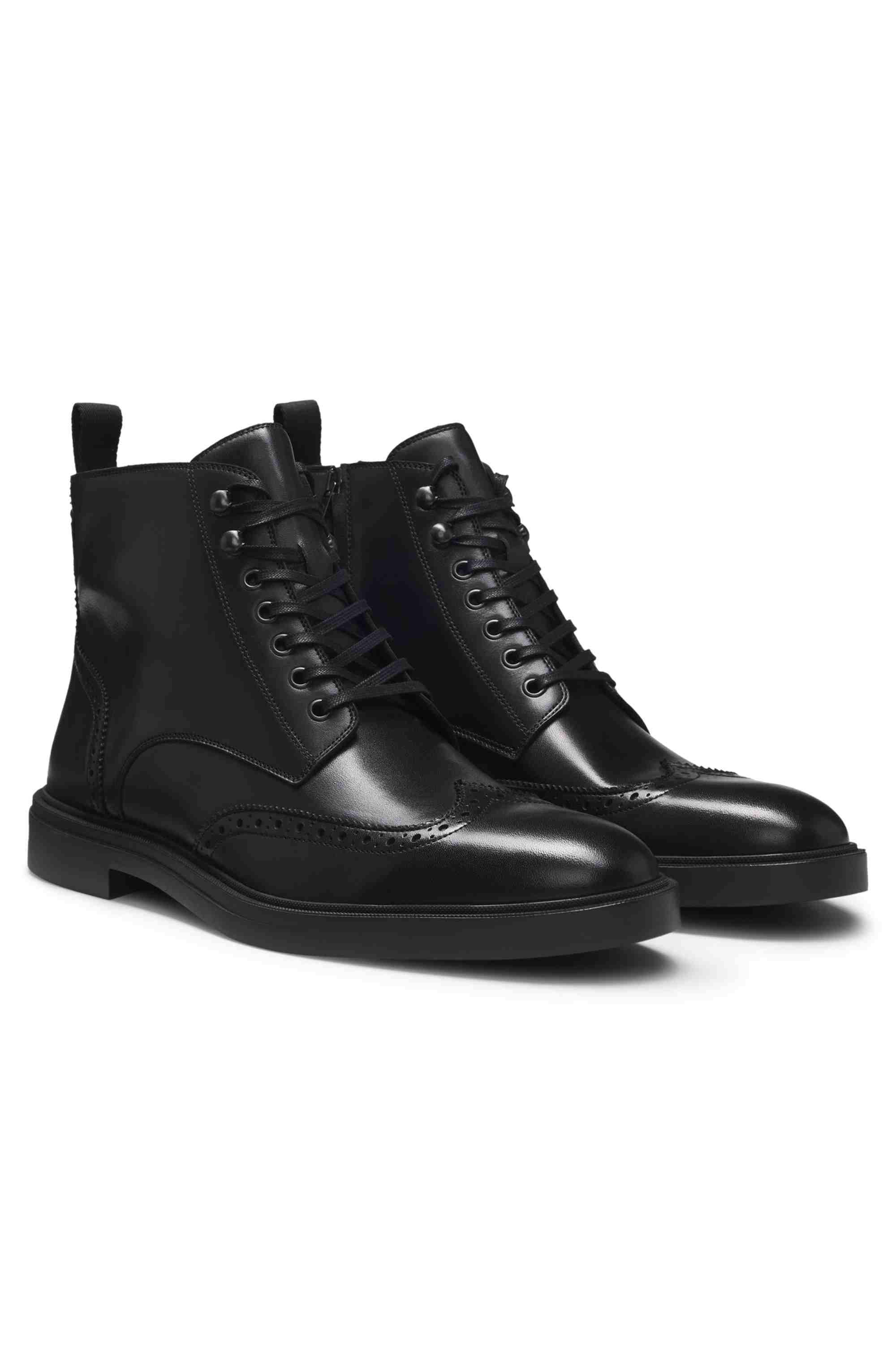 Leather half boots with brogue details