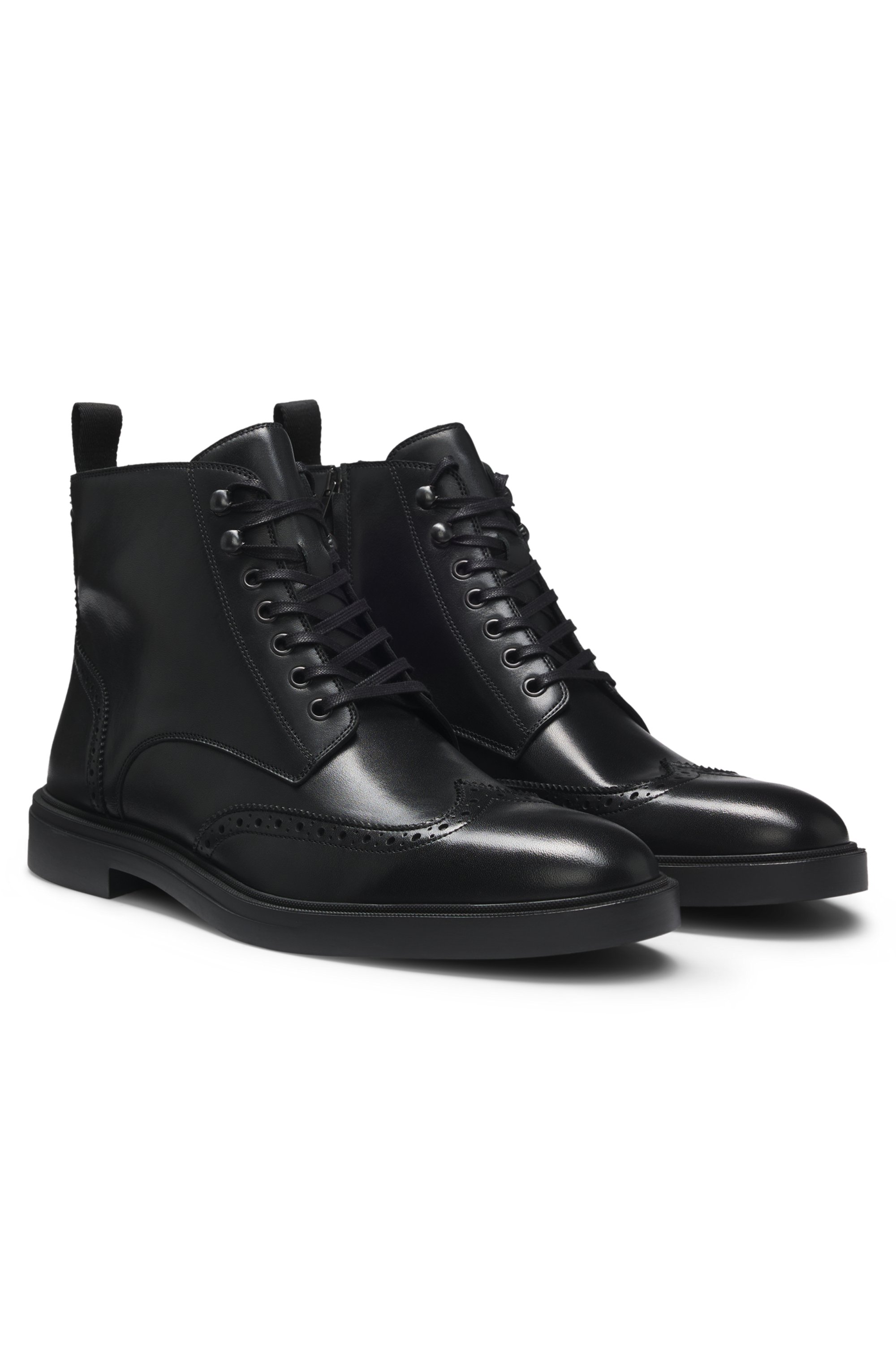 Leather half boots with brogue details