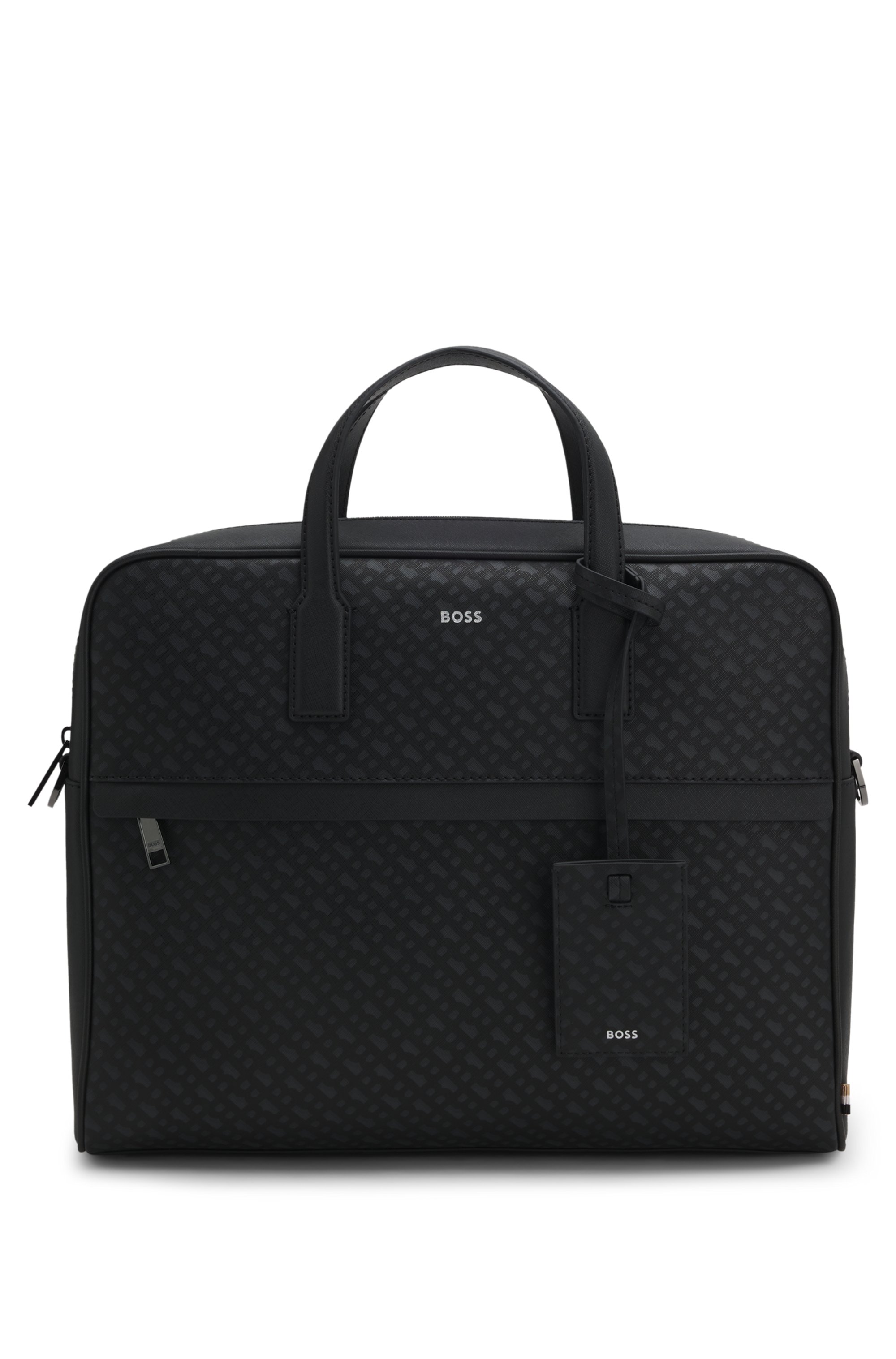 Monogram document case with foil-embossed logo