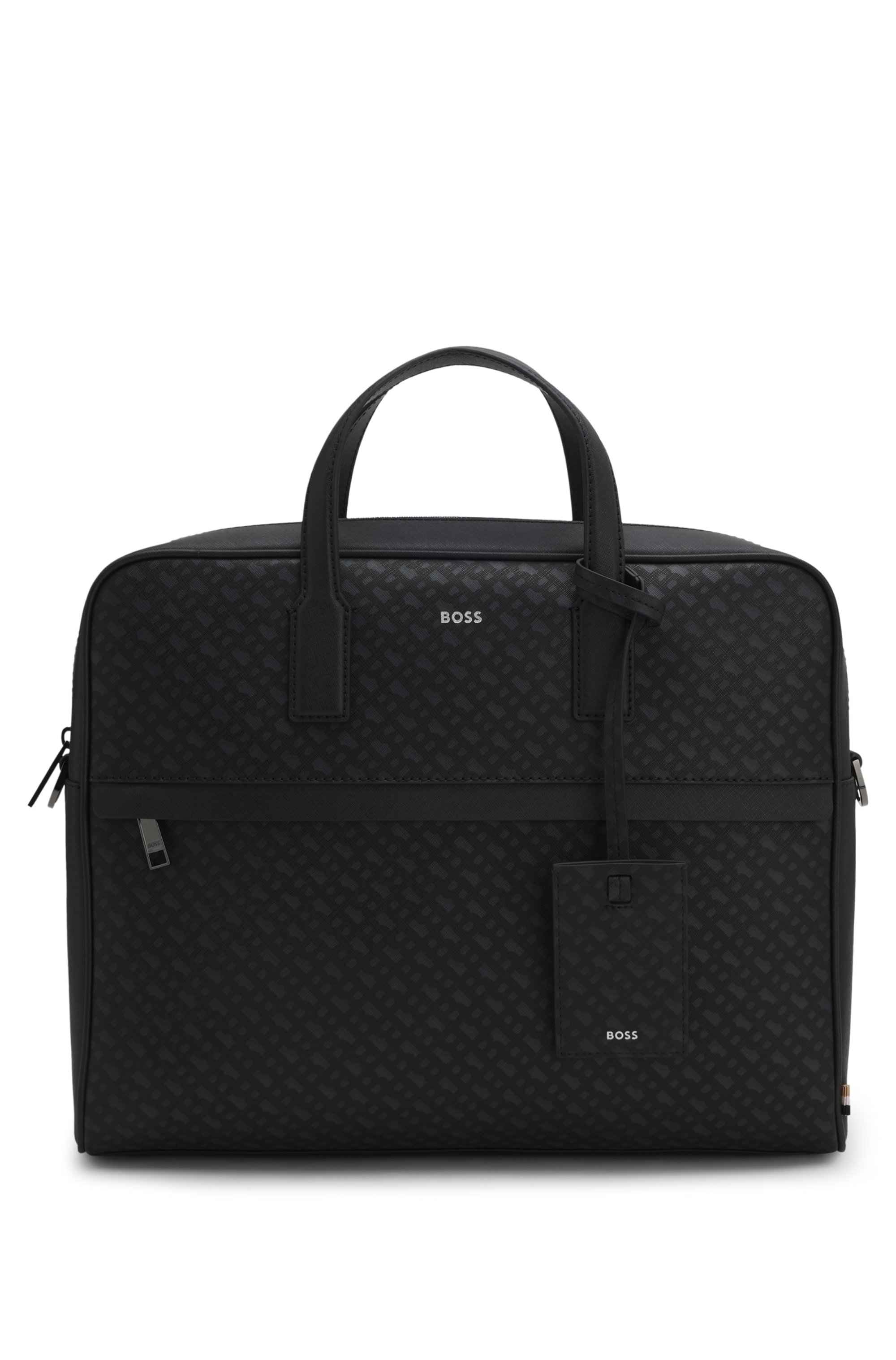 Monogram document case with foil-embossed logo