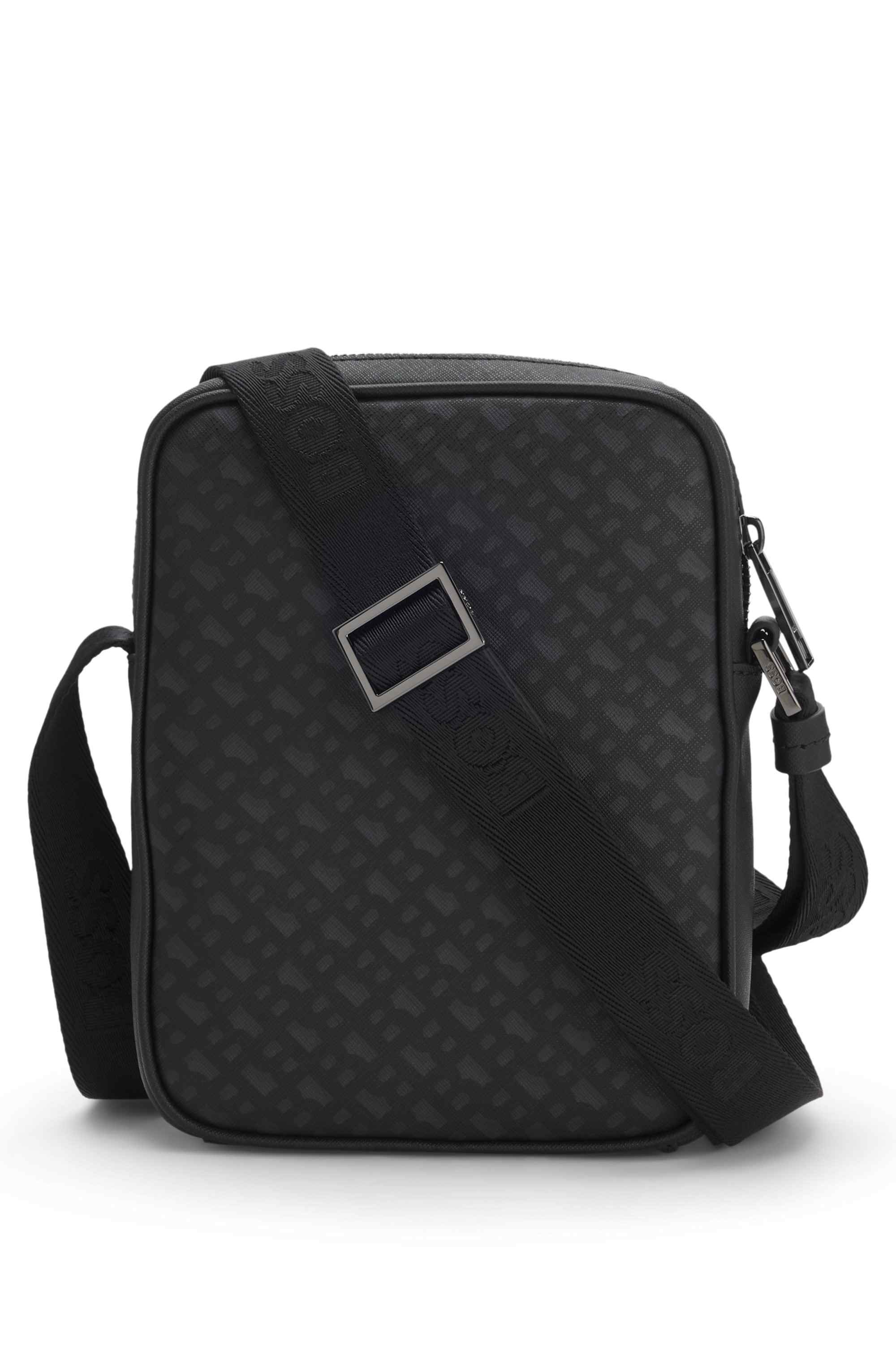 Monogram reporter bag with foil-embossed logo