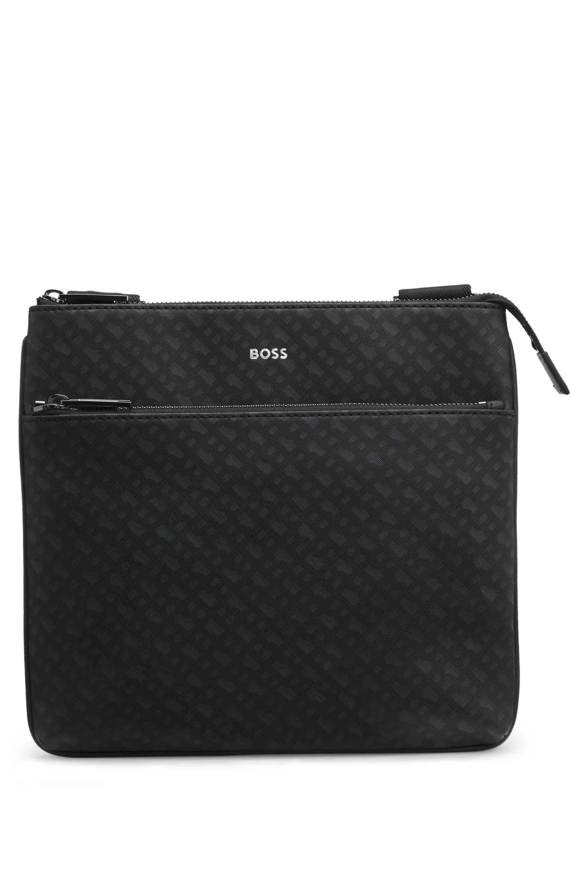 Monogram envelope bag with foil-embossed logo