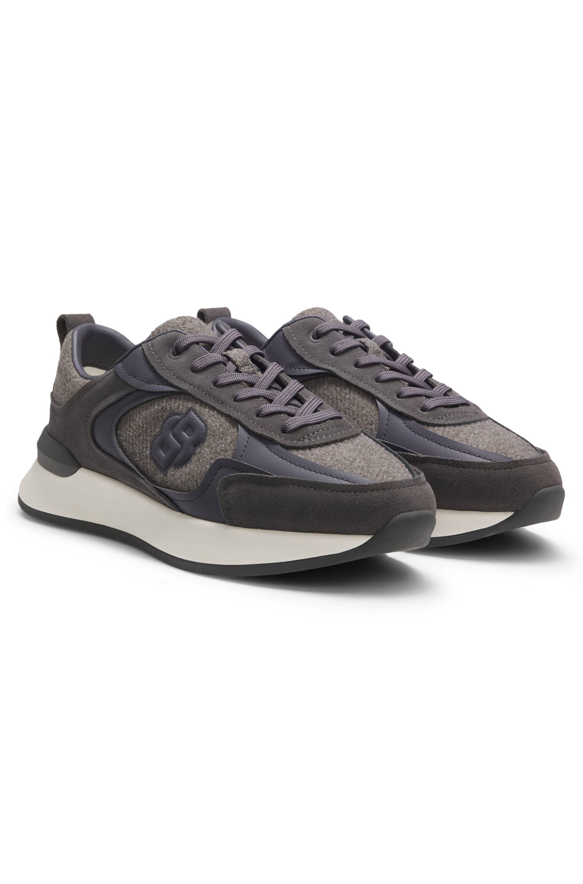 Retro-inspired trainers with wool-look trims