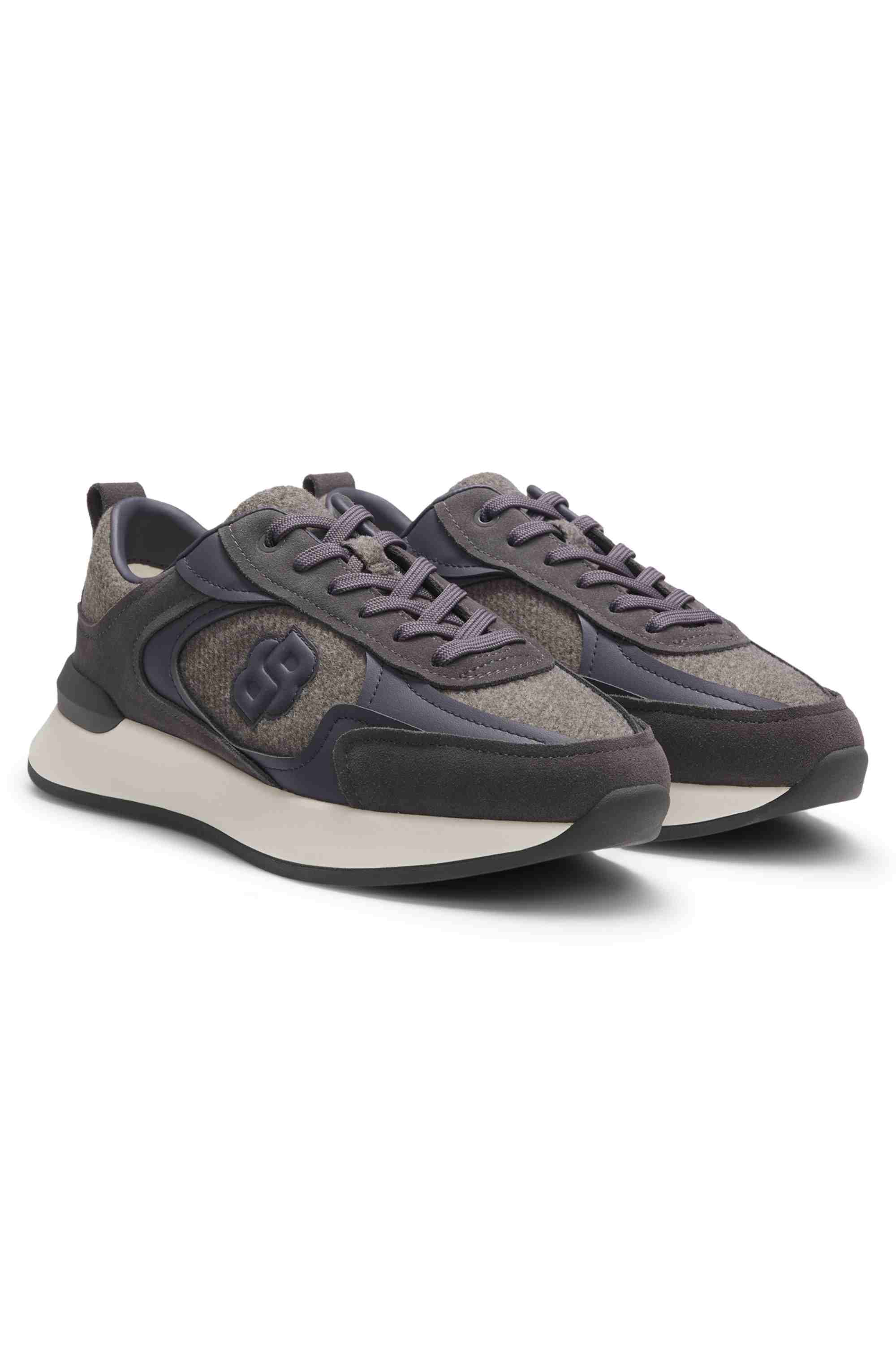 Retro-inspired trainers with wool-look trims