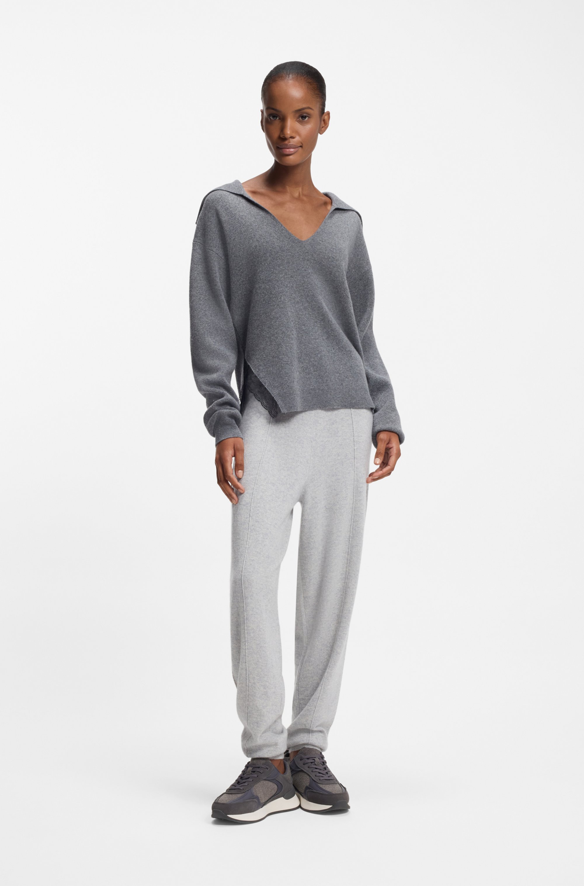 Retro-inspired trainers with wool-look trims