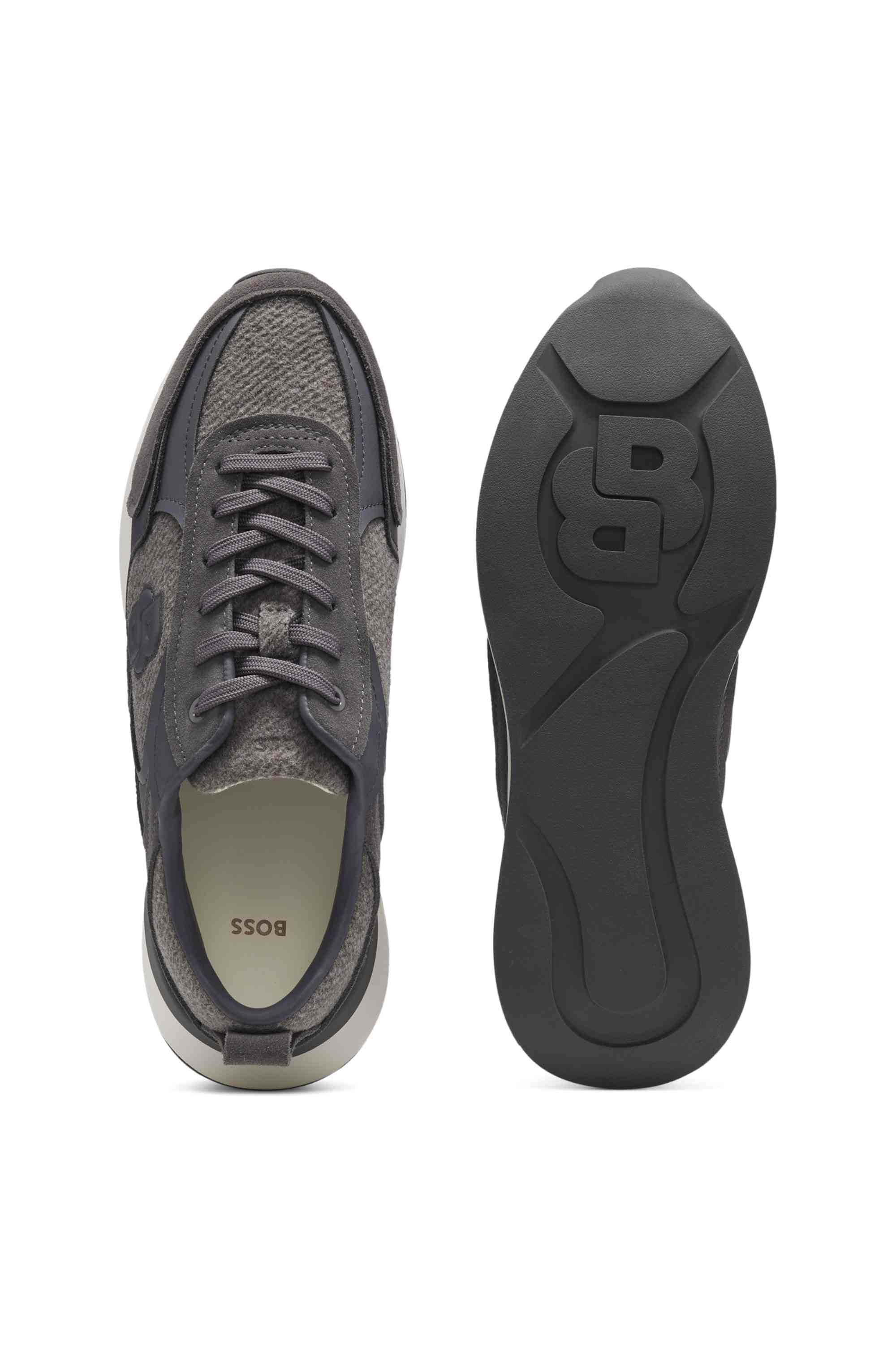 Retro-inspired trainers with wool-look trims