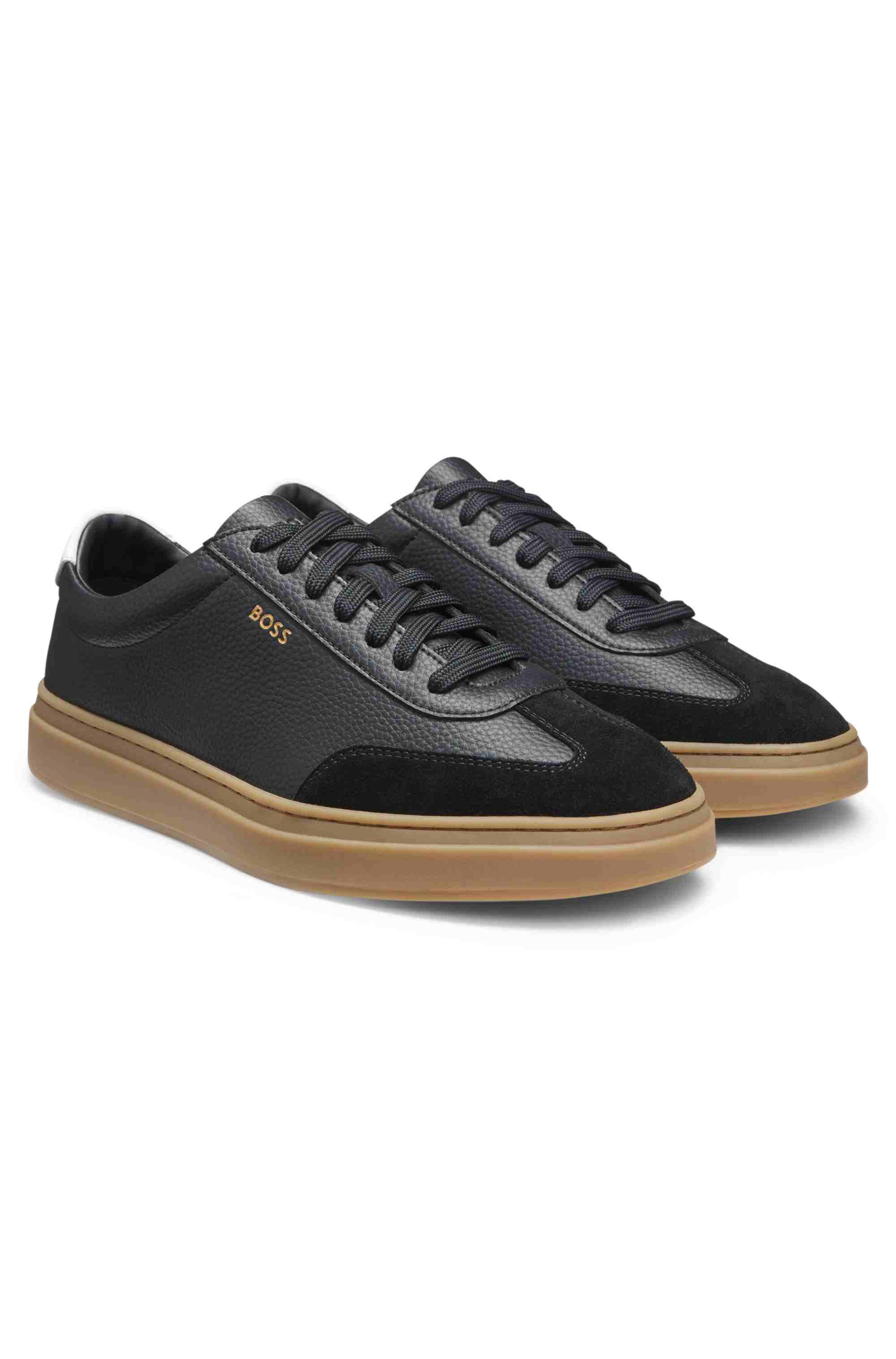 Grained-leather trainers with contrast backtab