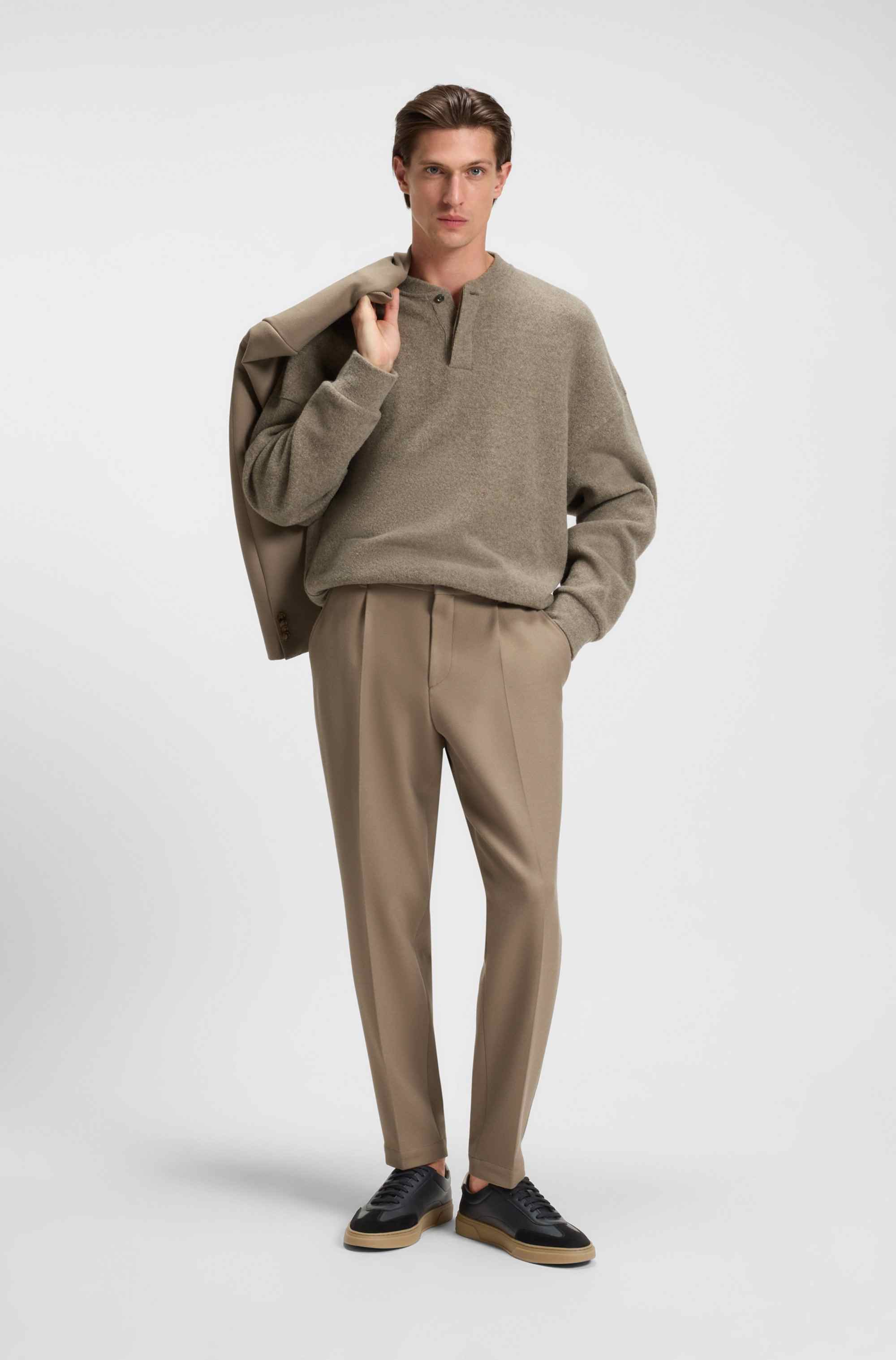 Grained-leather trainers with contrast backtab