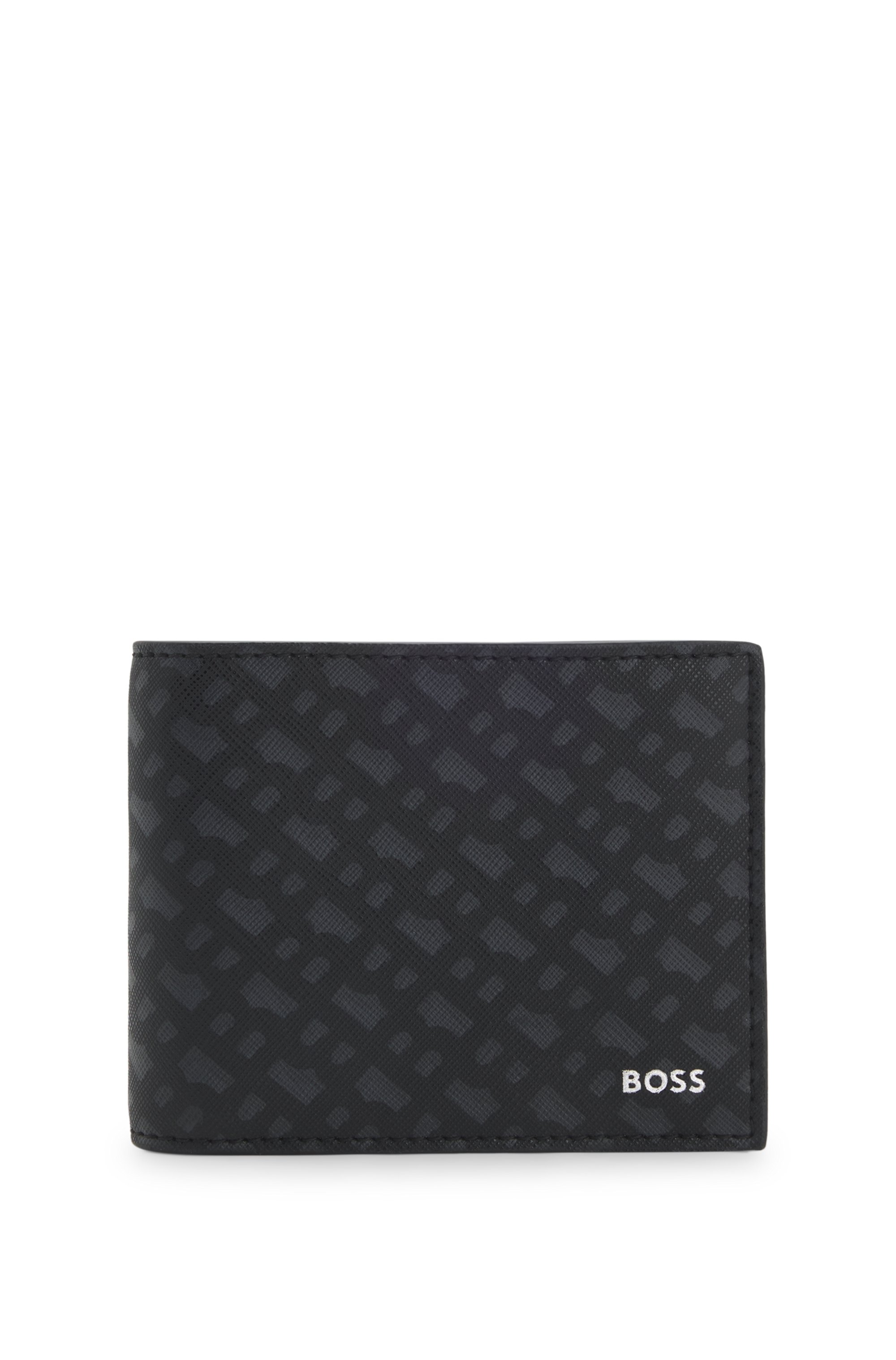 Monogram trifold wallet with foil-embossed logo