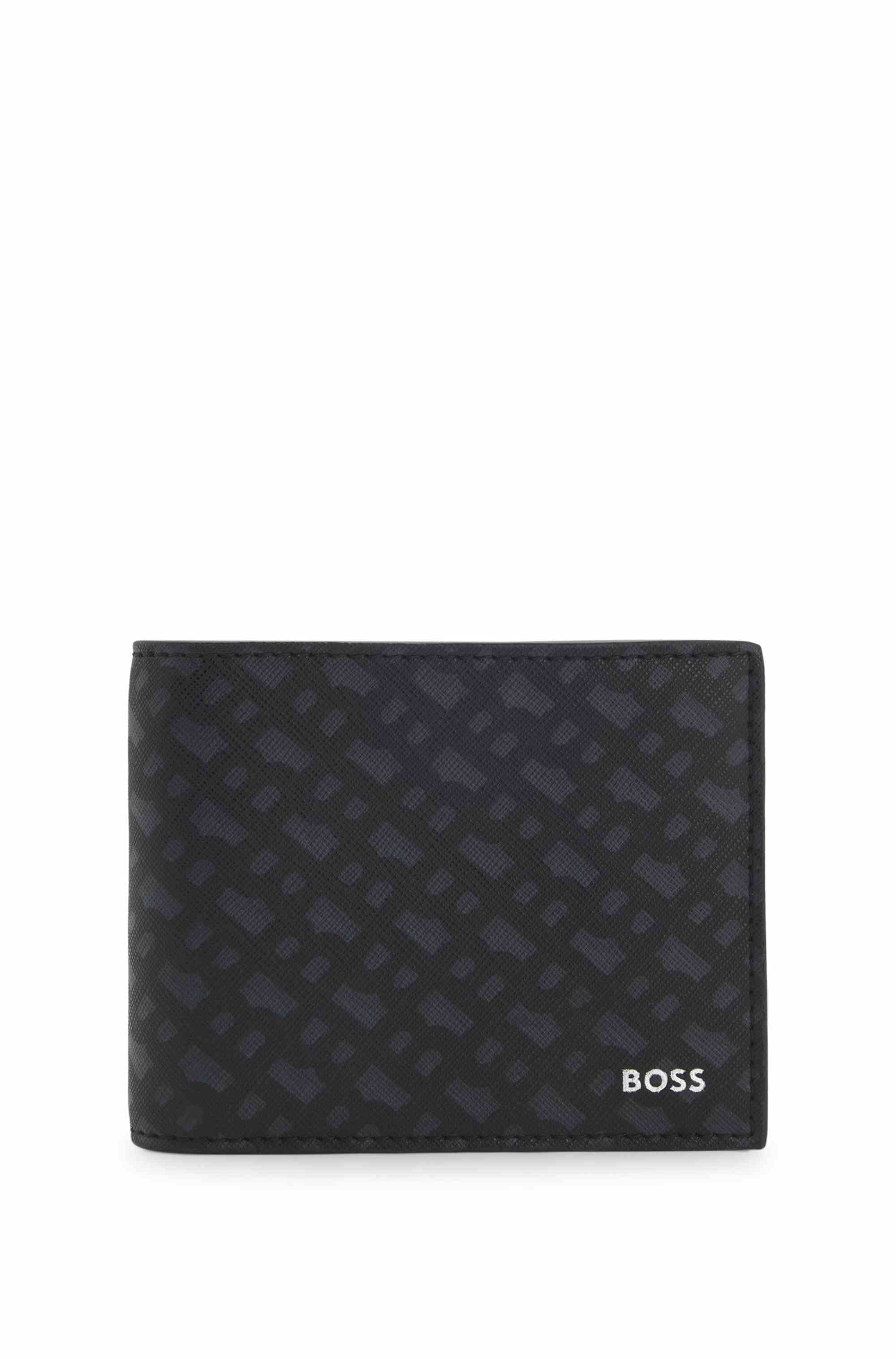 Monogram trifold wallet with foil-embossed logo