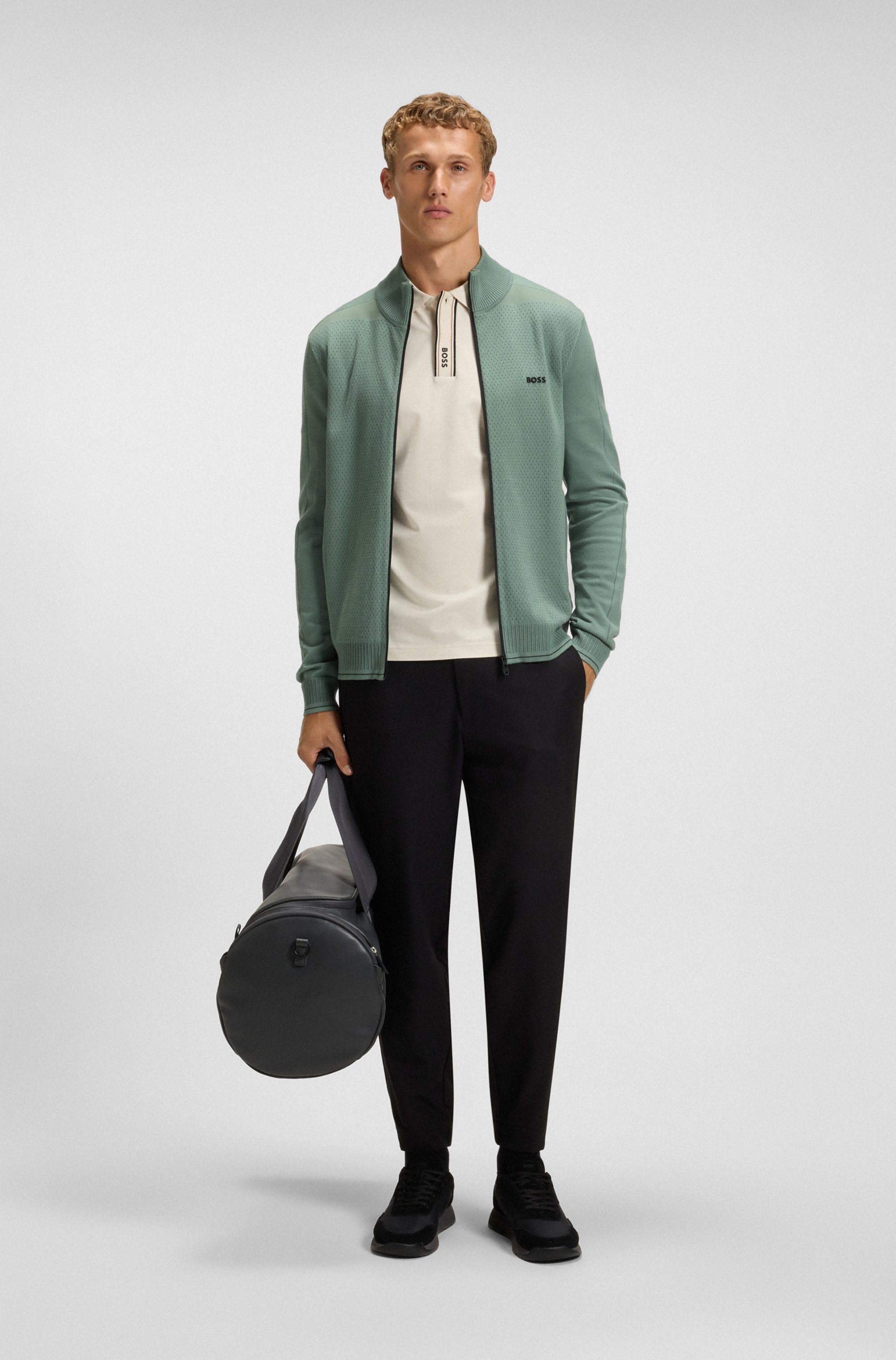 Padded nylon trainers with suede trims