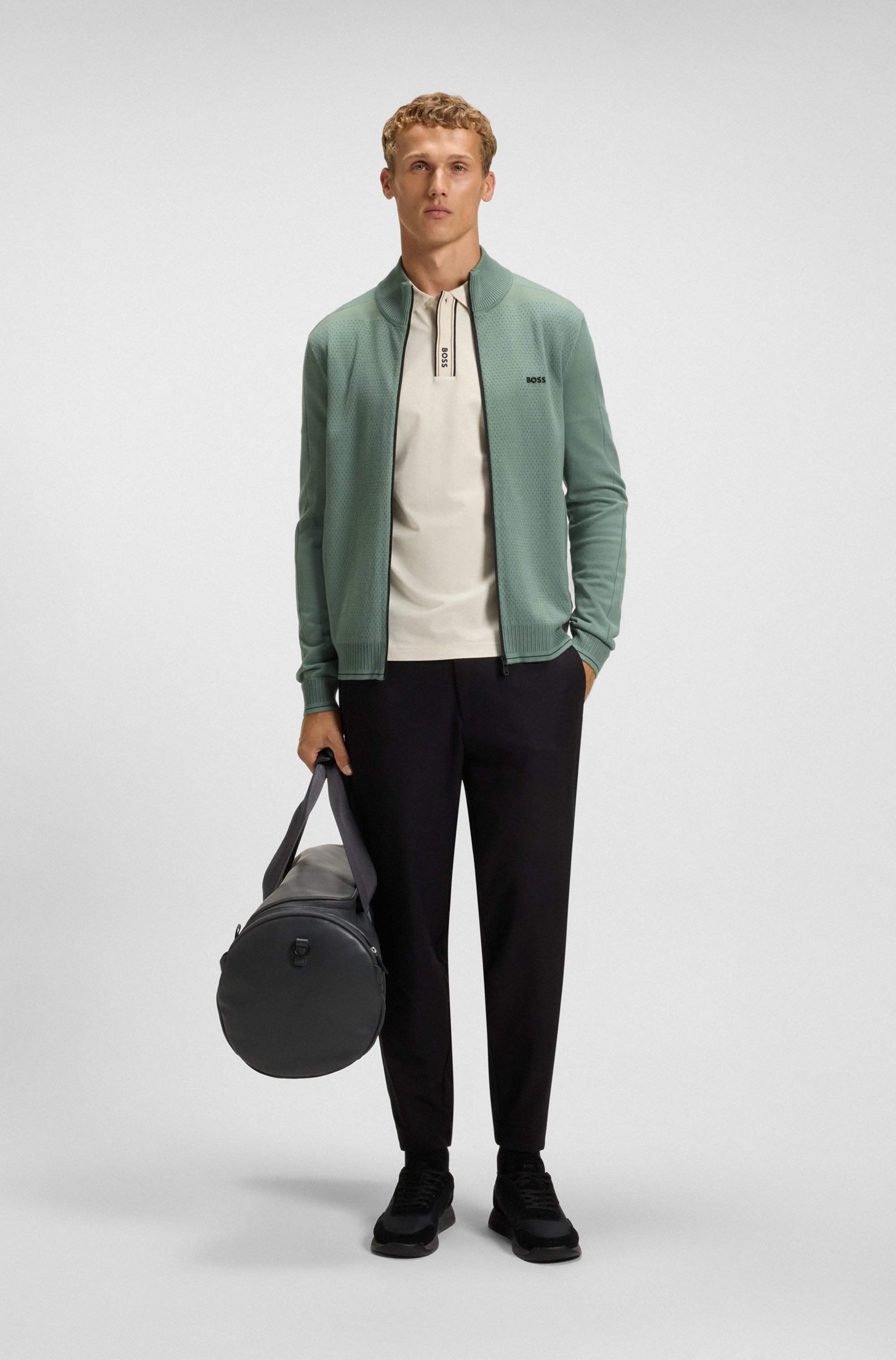 Padded nylon trainers with suede trims