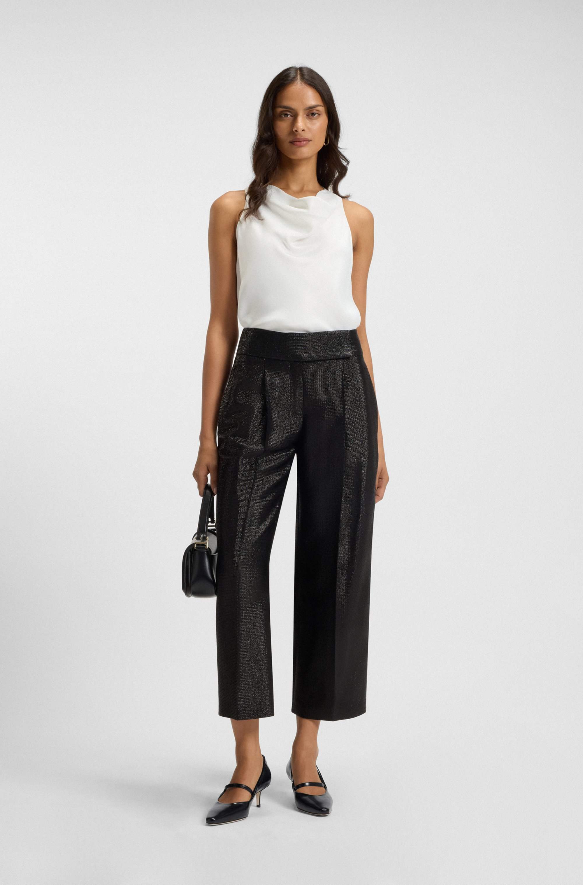 Polished-leather pumps with strap detail