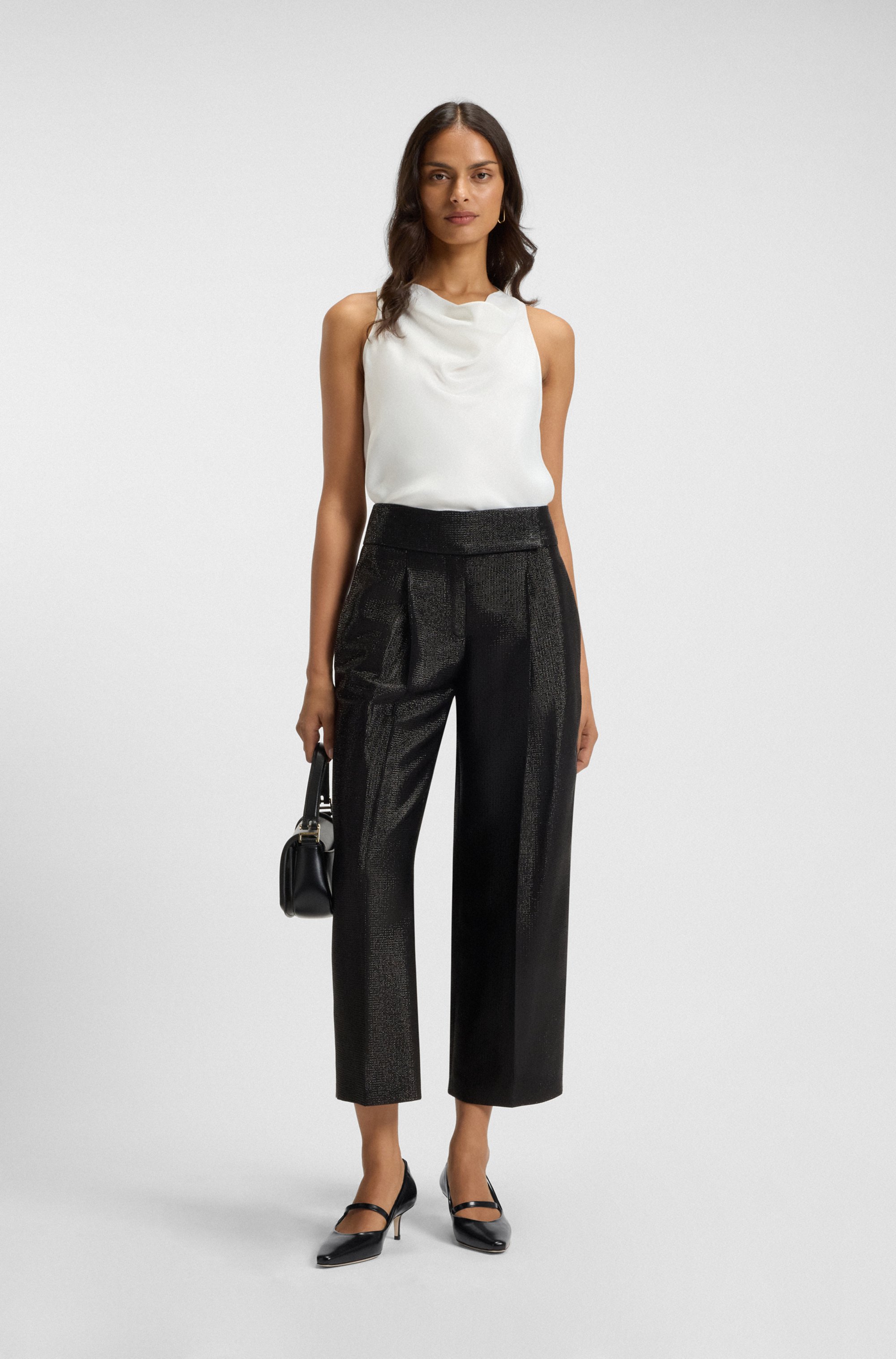 Polished-leather pumps with strap detail