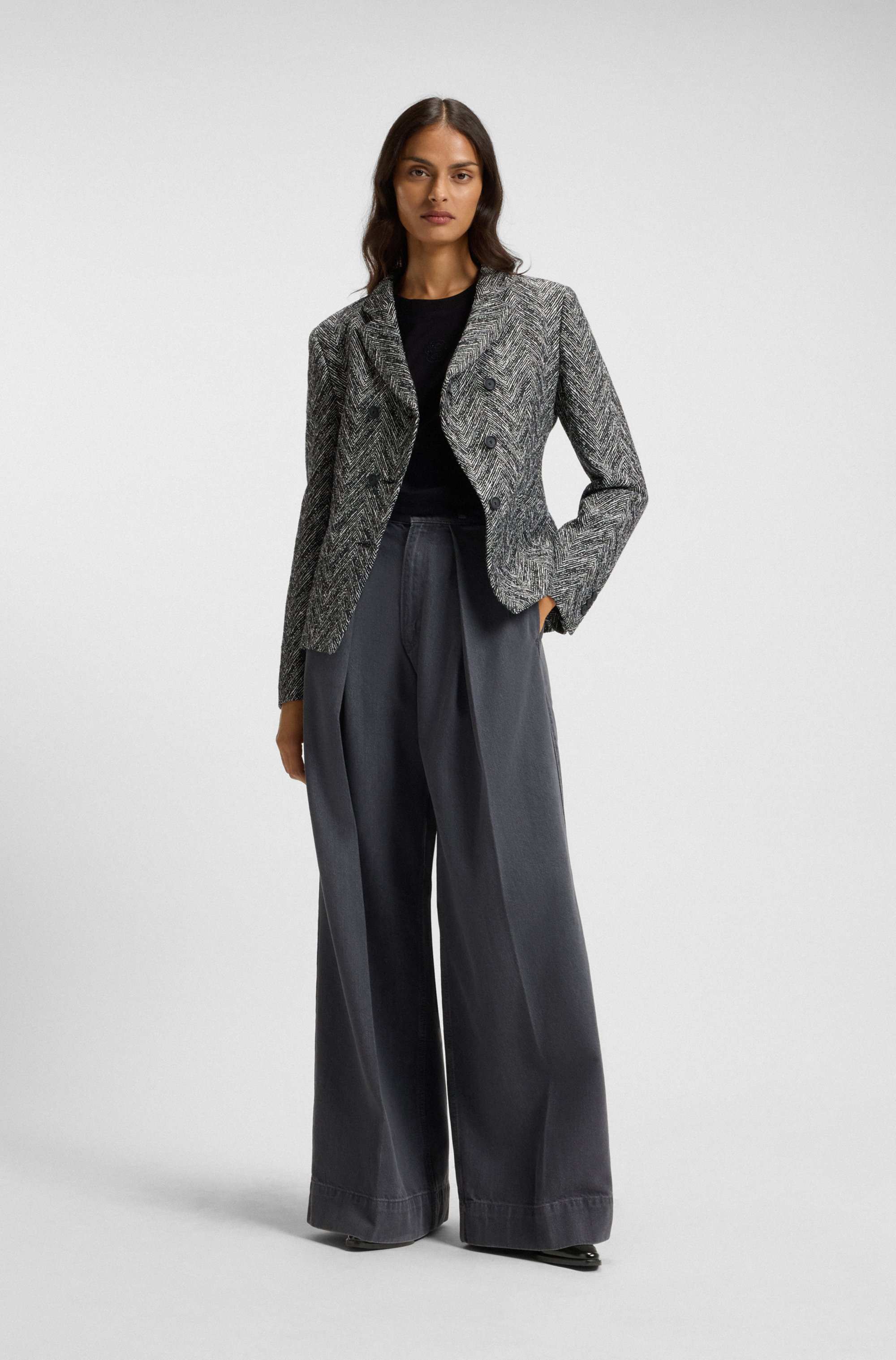 Polished-leather ballerina pumps with strap detail