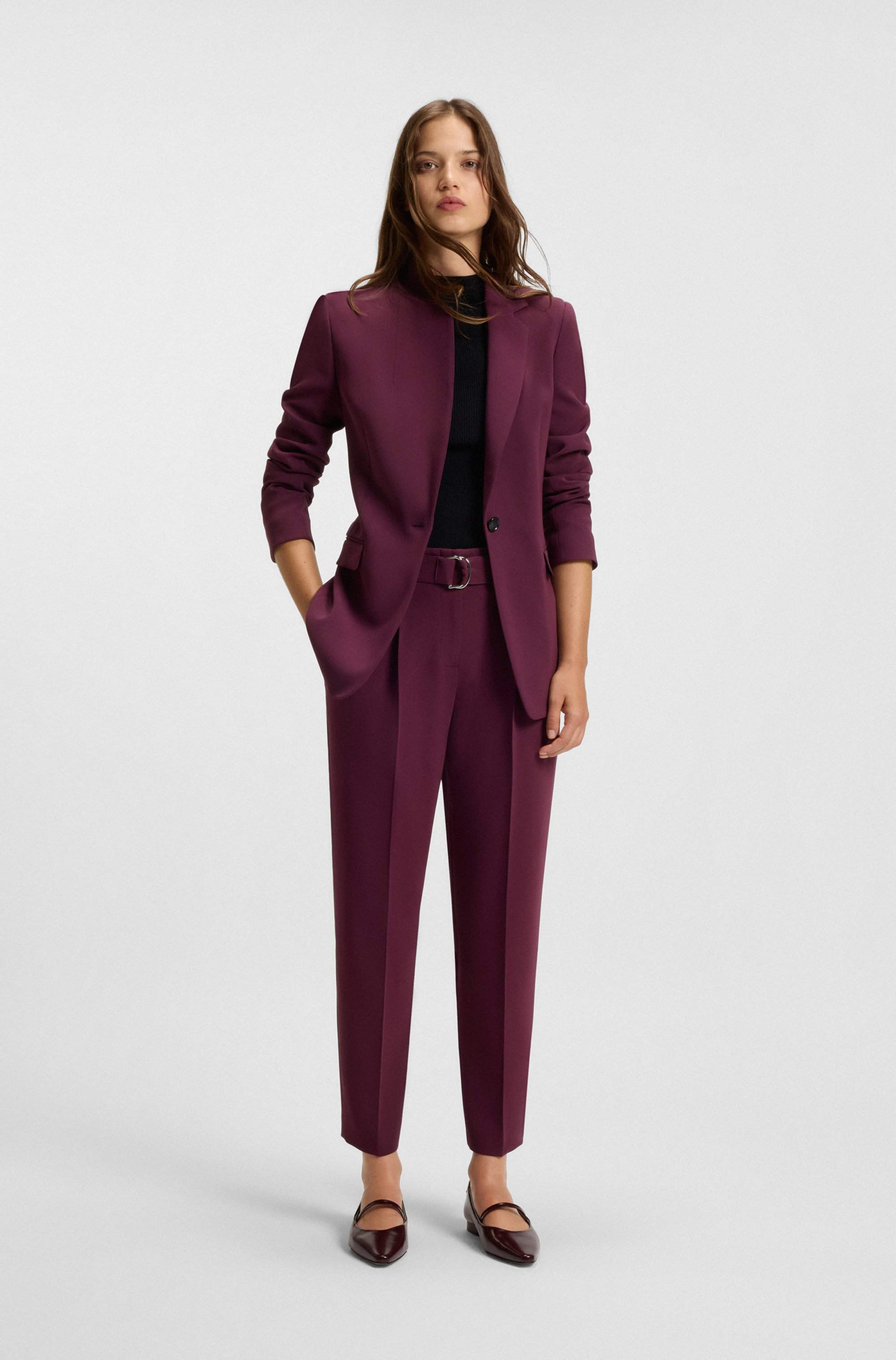 Polished-leather ballerina pumps with strap detail