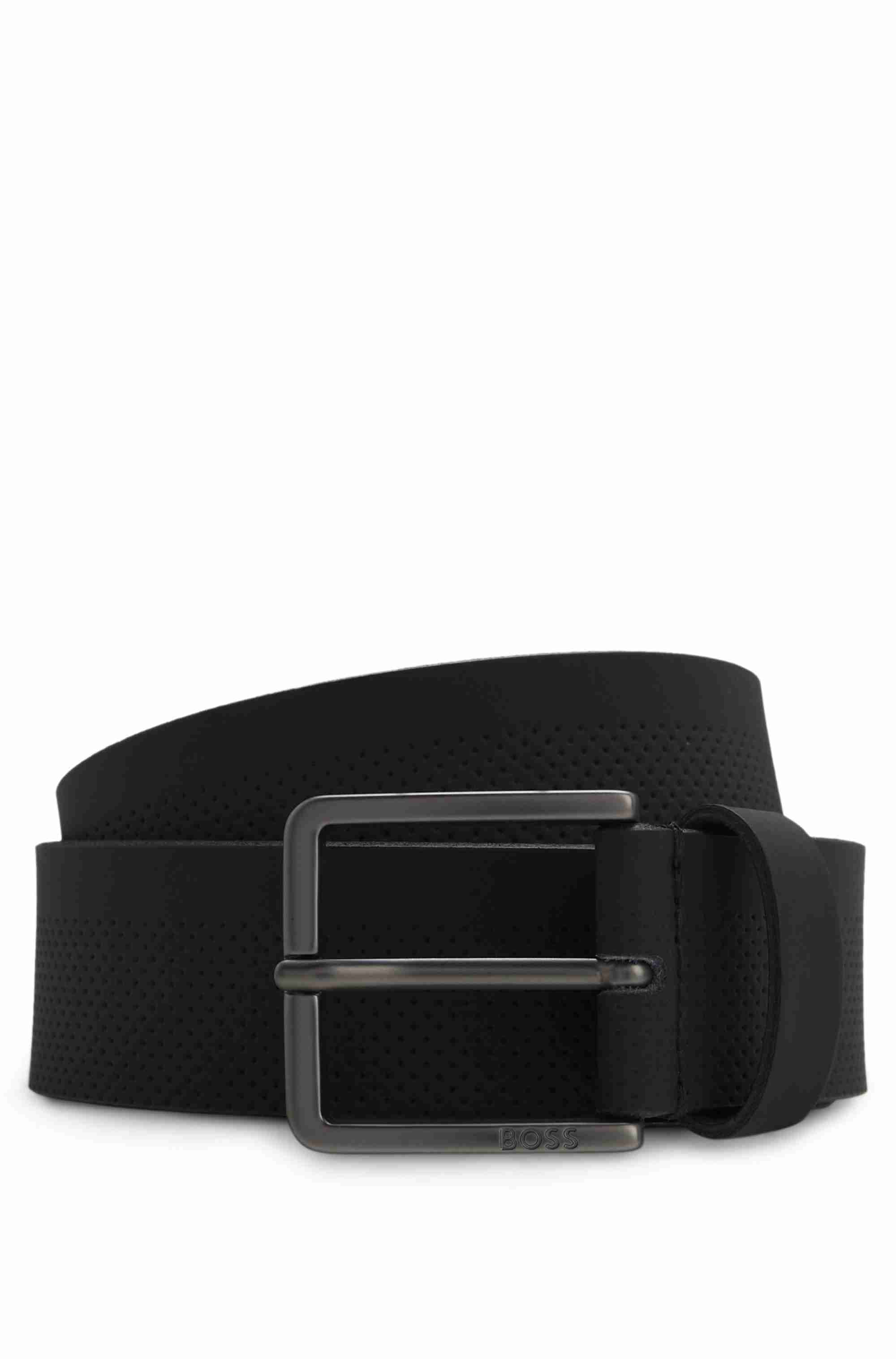 Italian-leather belt with perforated pattern