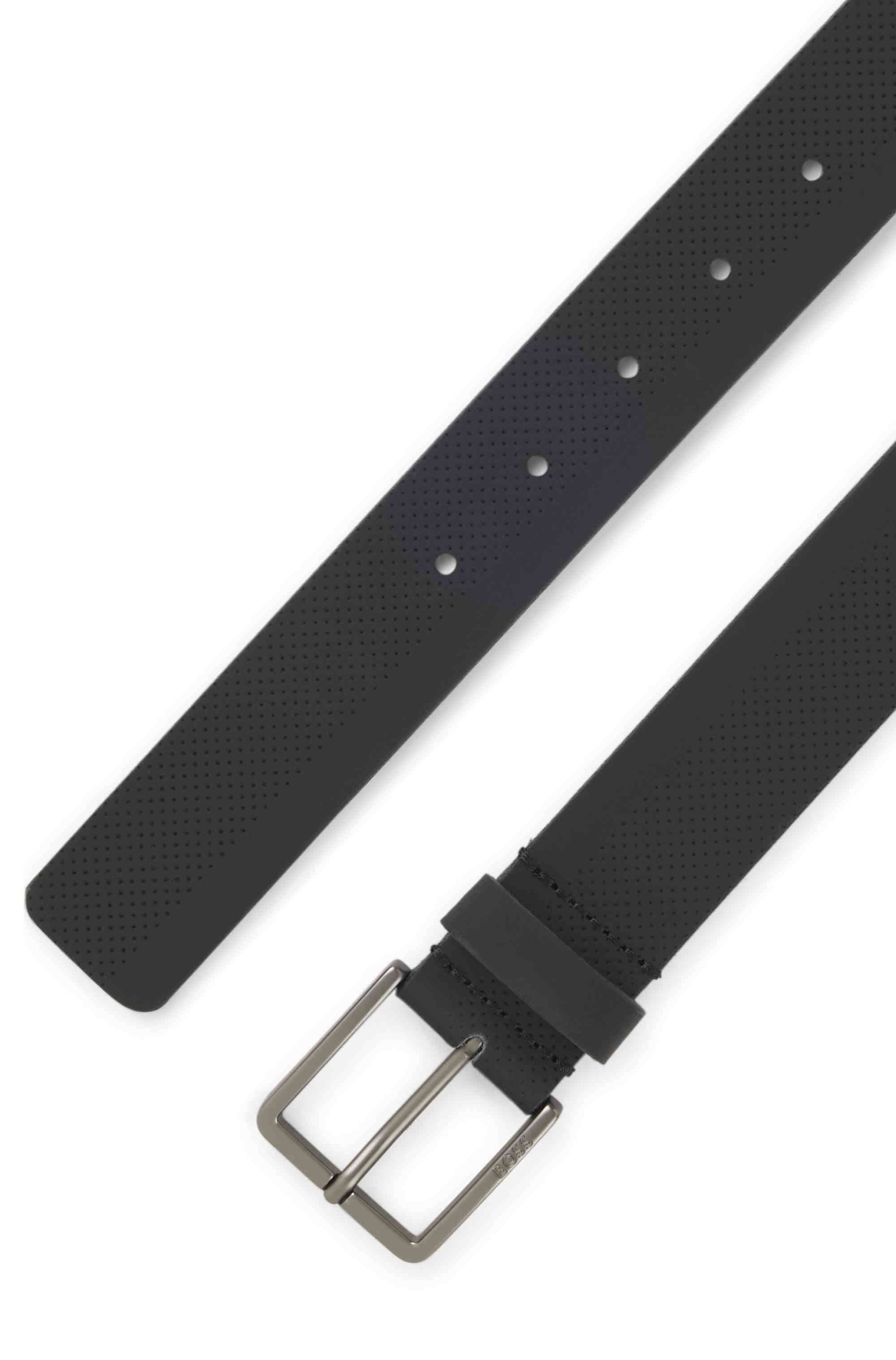 Italian-leather belt with perforated pattern