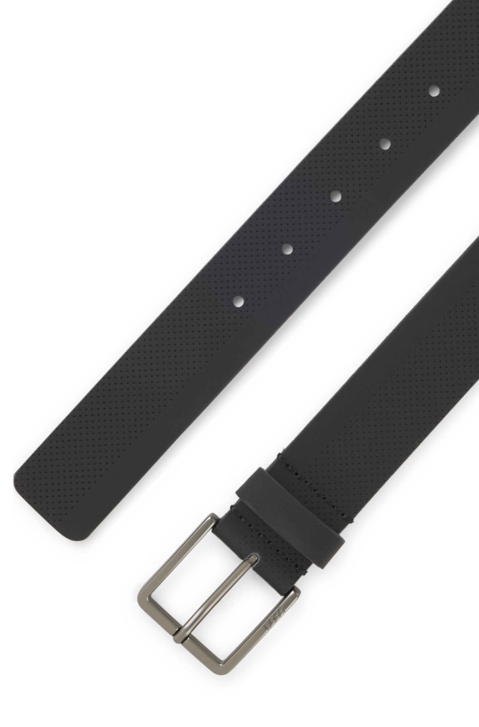 Italian-leather belt with perforated pattern