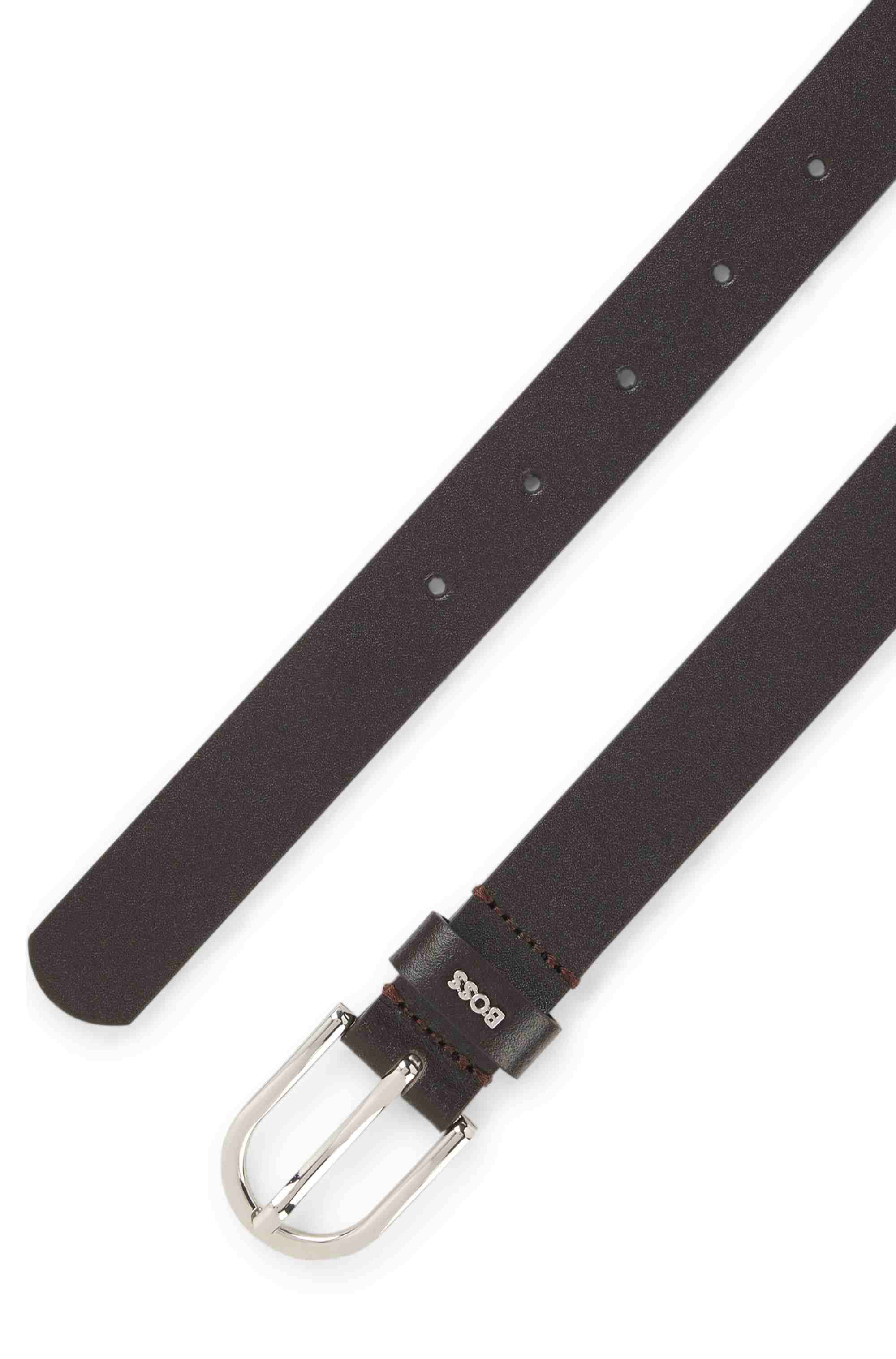 Italian-leather belt with logo keeper