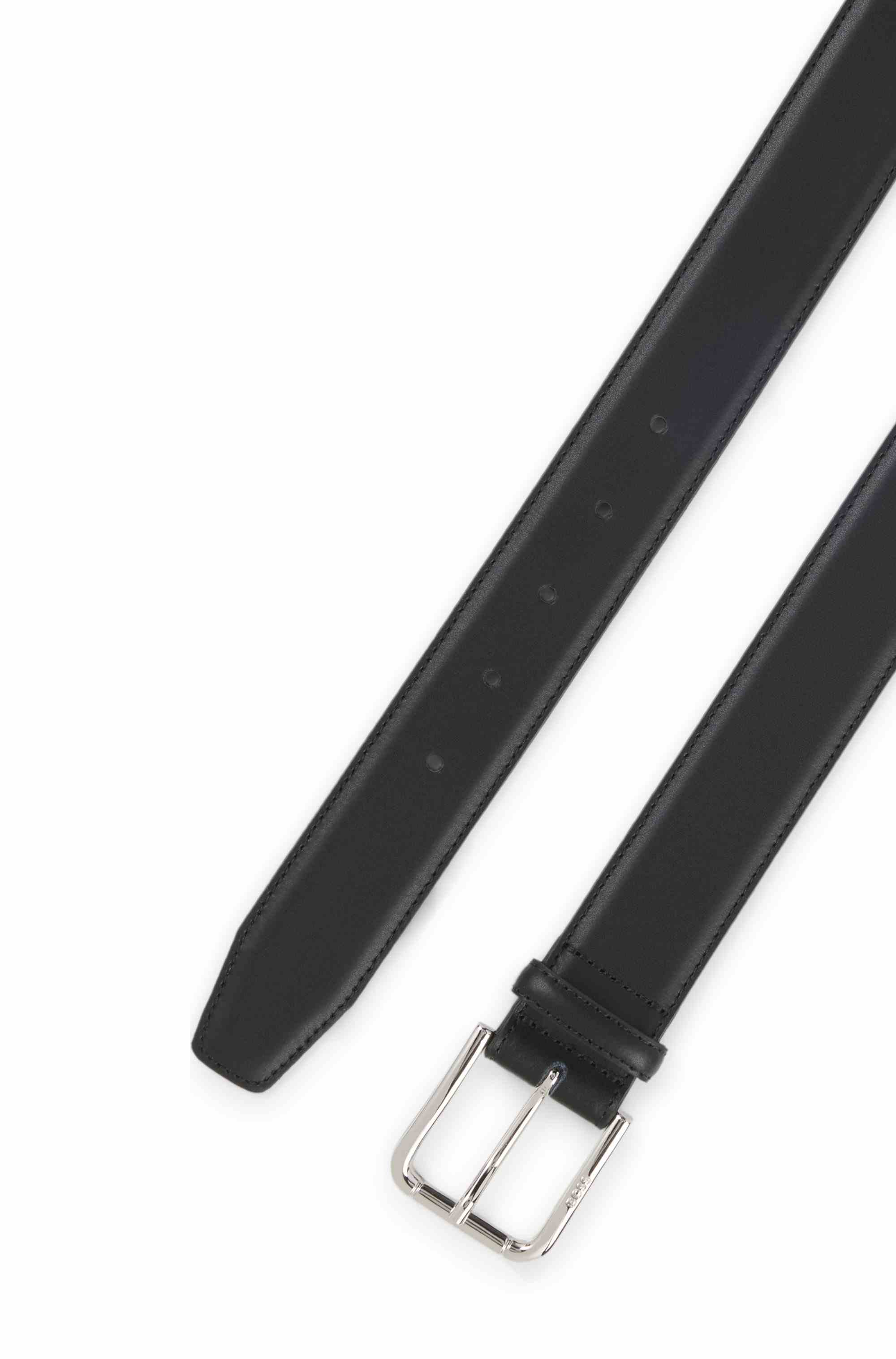 Italian-made leather belt with logo buckle